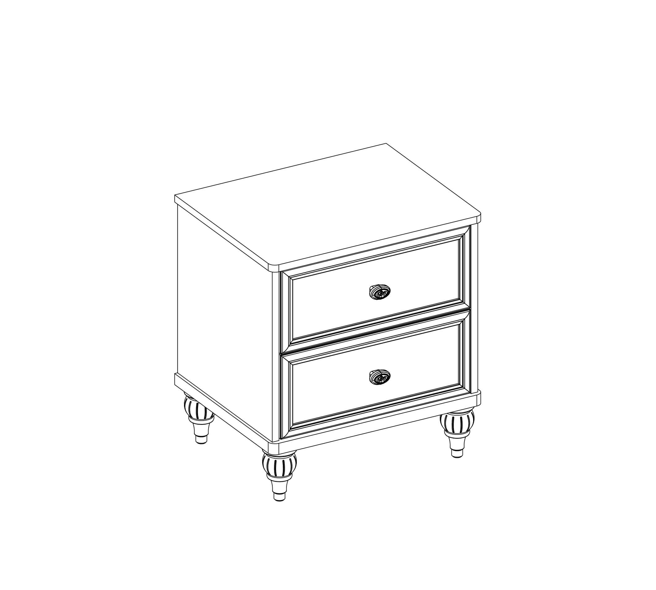 Нощно шкафче «Romantica» + две чекмеджета, размер 50х56х41см