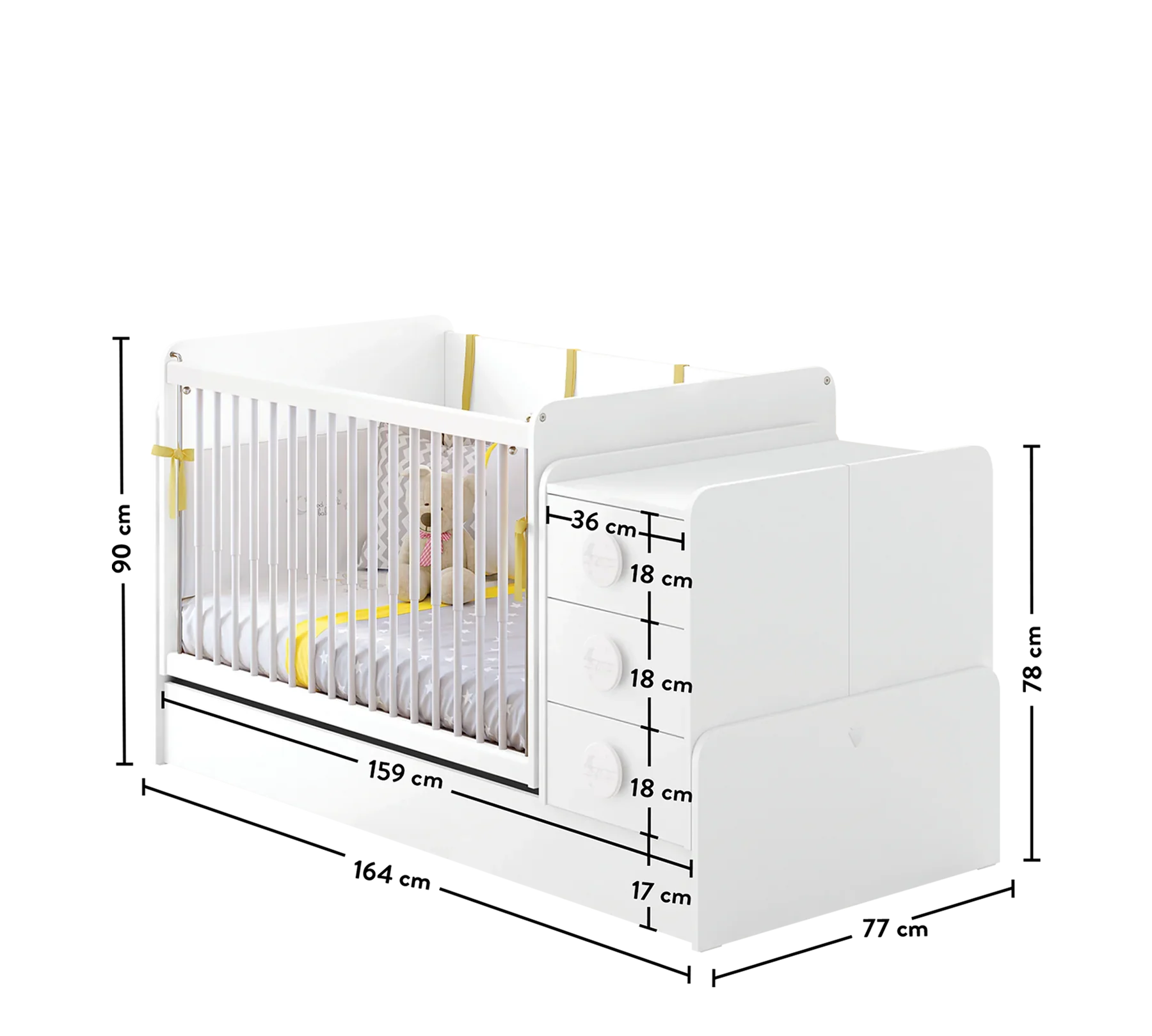 Трансформираща се бебешка кошара «Baby Cotton» за матраци 70x115см и 70x160cm