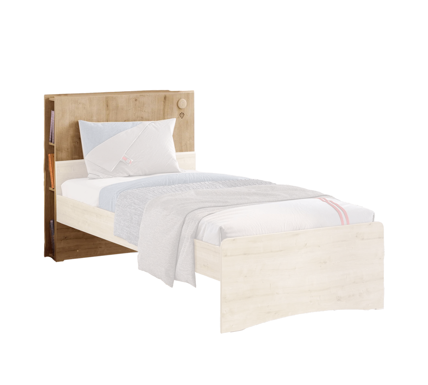 Табла за легло «Mocha» с рафтове за книги, с USB зарядна станция