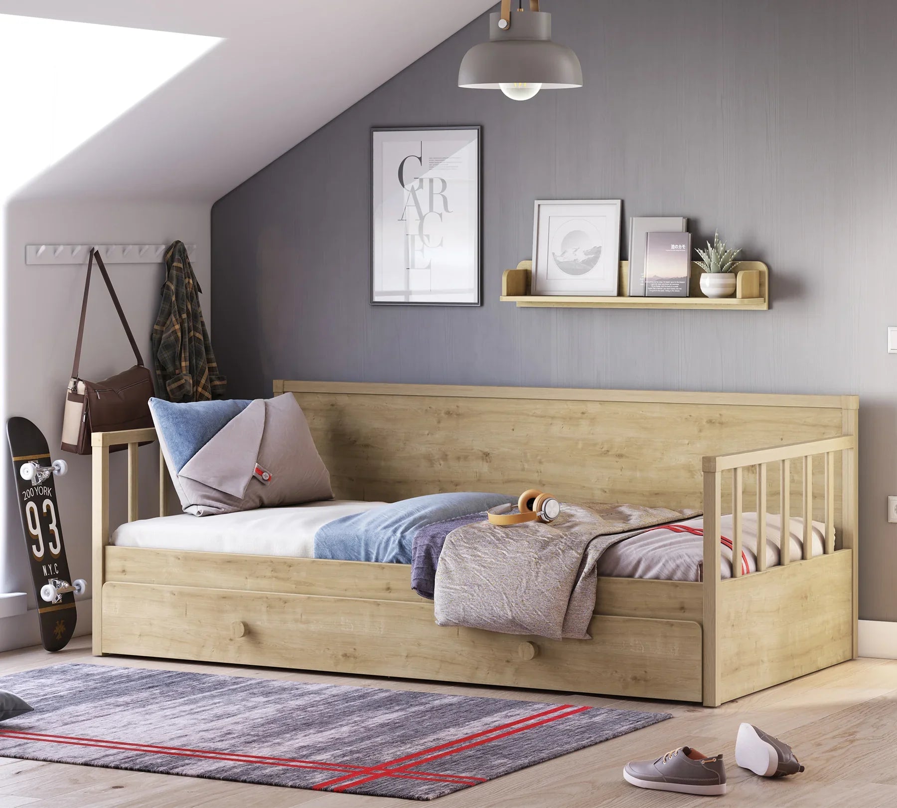 Издърпващо се легло «Mocha» - с дръжки, за матрак 90х190см