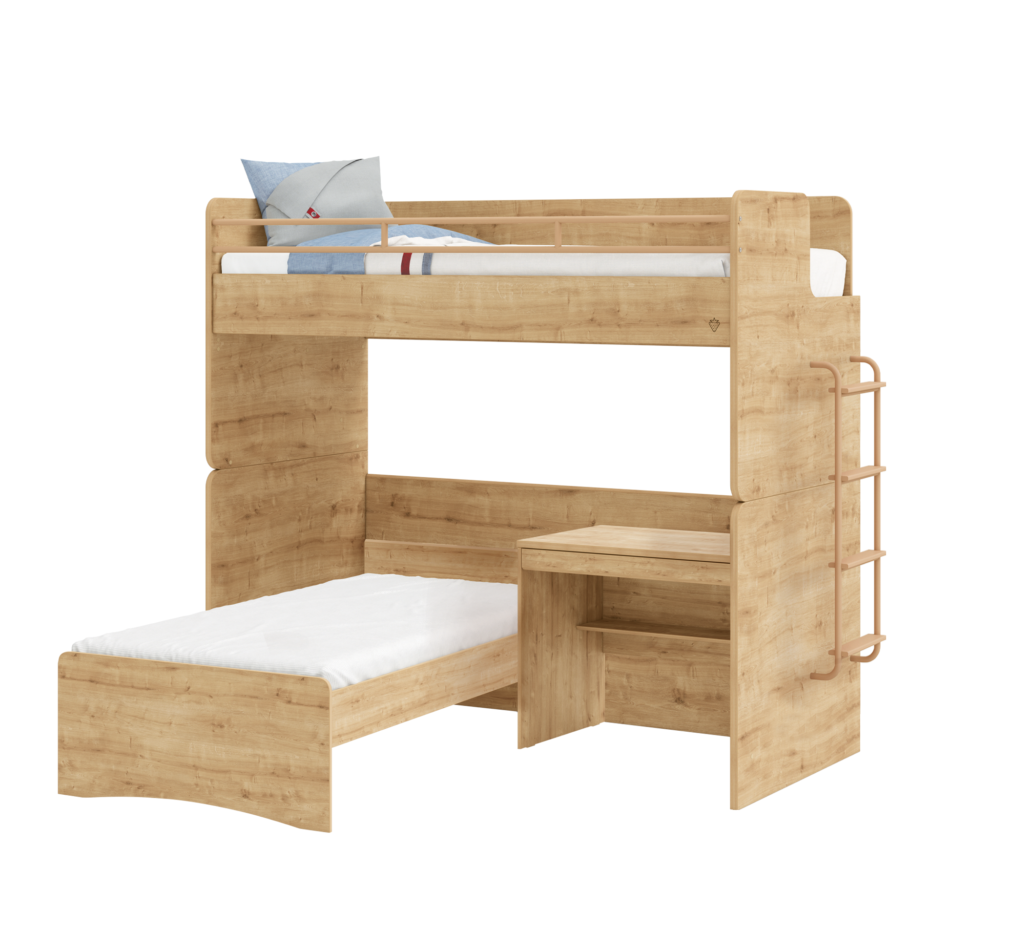 Модулно двуетажно легло «Studio» - сет 8, с две легла и бюро