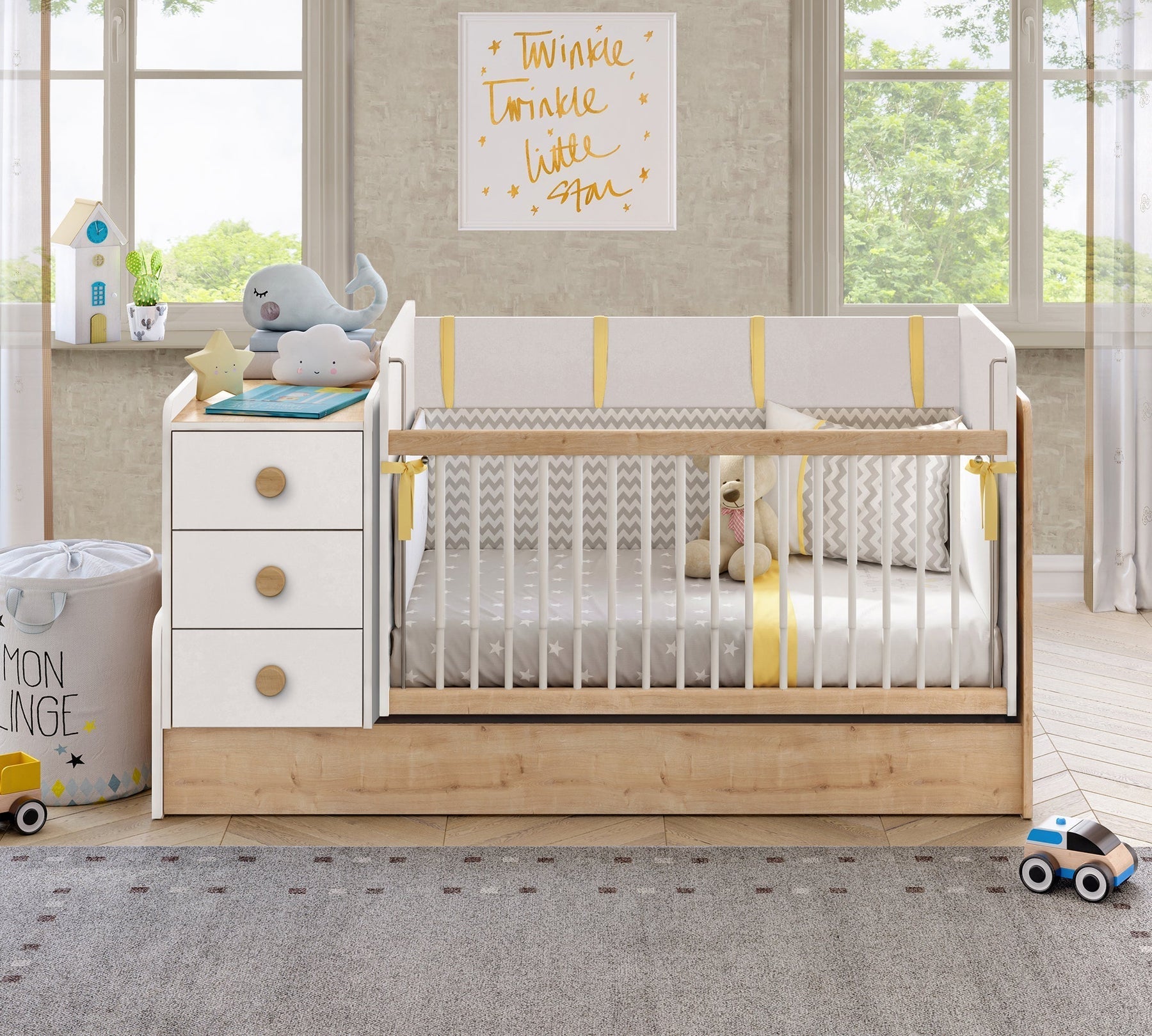 Трансформираща се бебешка кошара - легло «Convertible» + люлеещ механизъм, за матраци 70x115см и 70x160cm