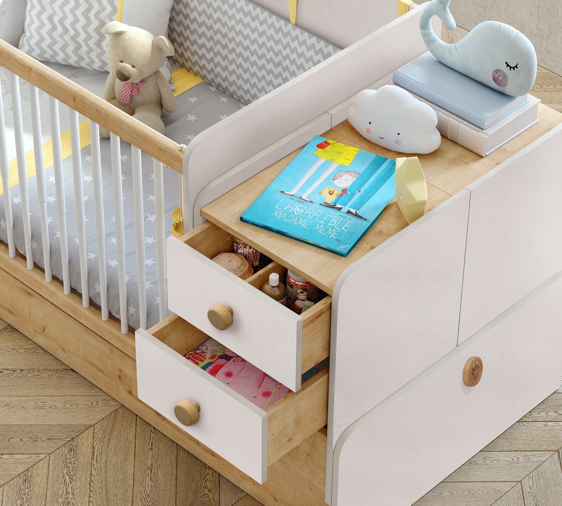 Трансформираща се бебешка кошара - легло «Convertible» + люлеещ механизъм, за матраци 70x115см и 70x160cm