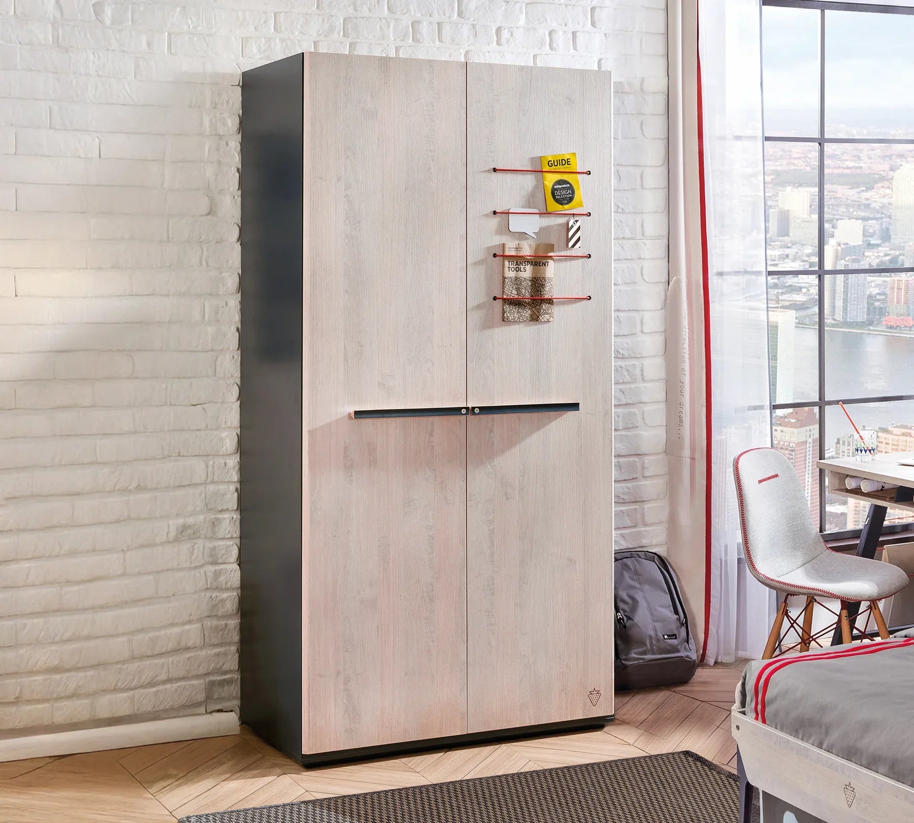 Двукрилен гардероб «Trio» - чекмеджета, ширина 101см