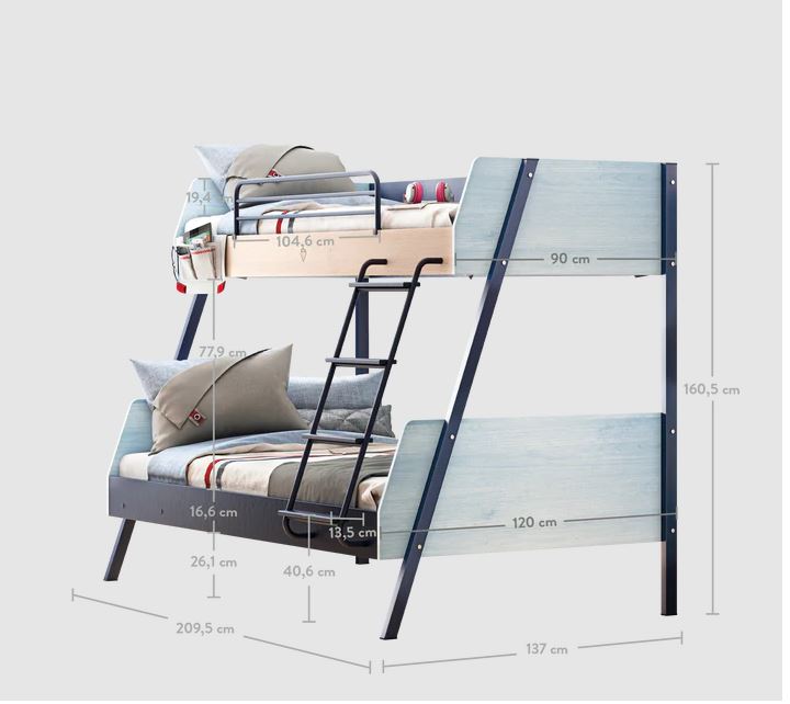 Двуетажно легло «Trio» за матраци 90x200 и 120x200см