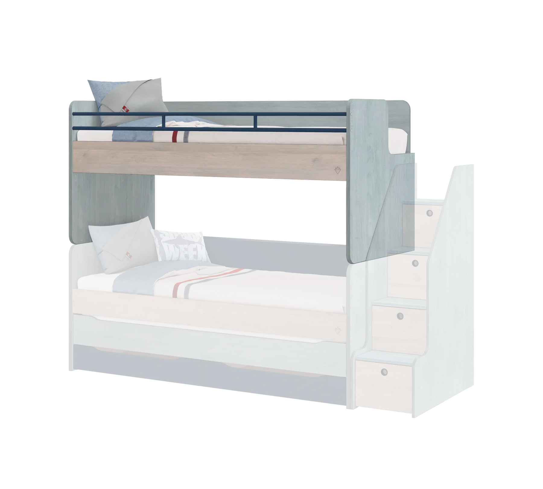 Горно легло за модулно двуетажно легло «Studio Trio» за матрак 90х200см