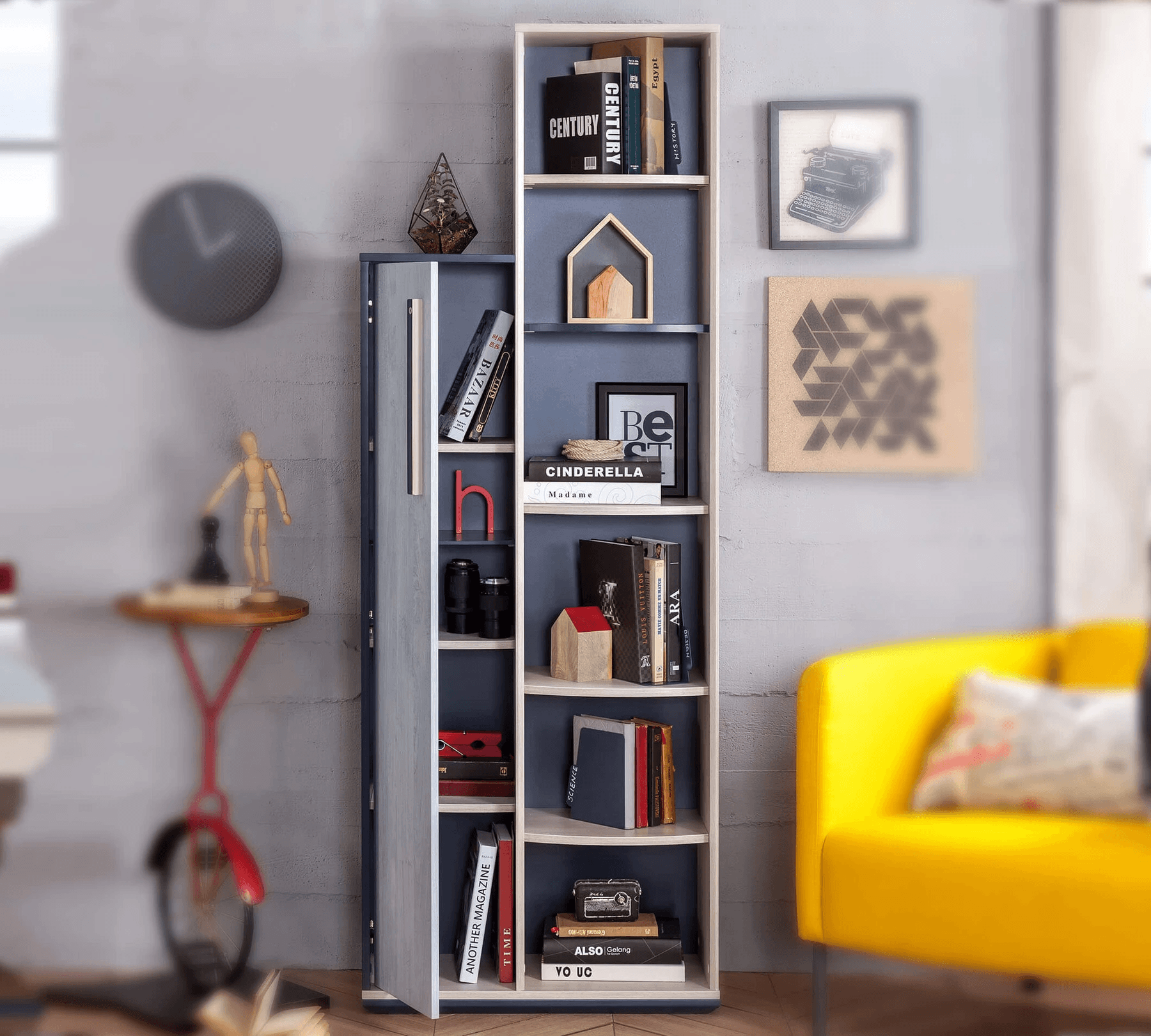 Библиотека «Trio» + шкаф, размер 69x192x32см