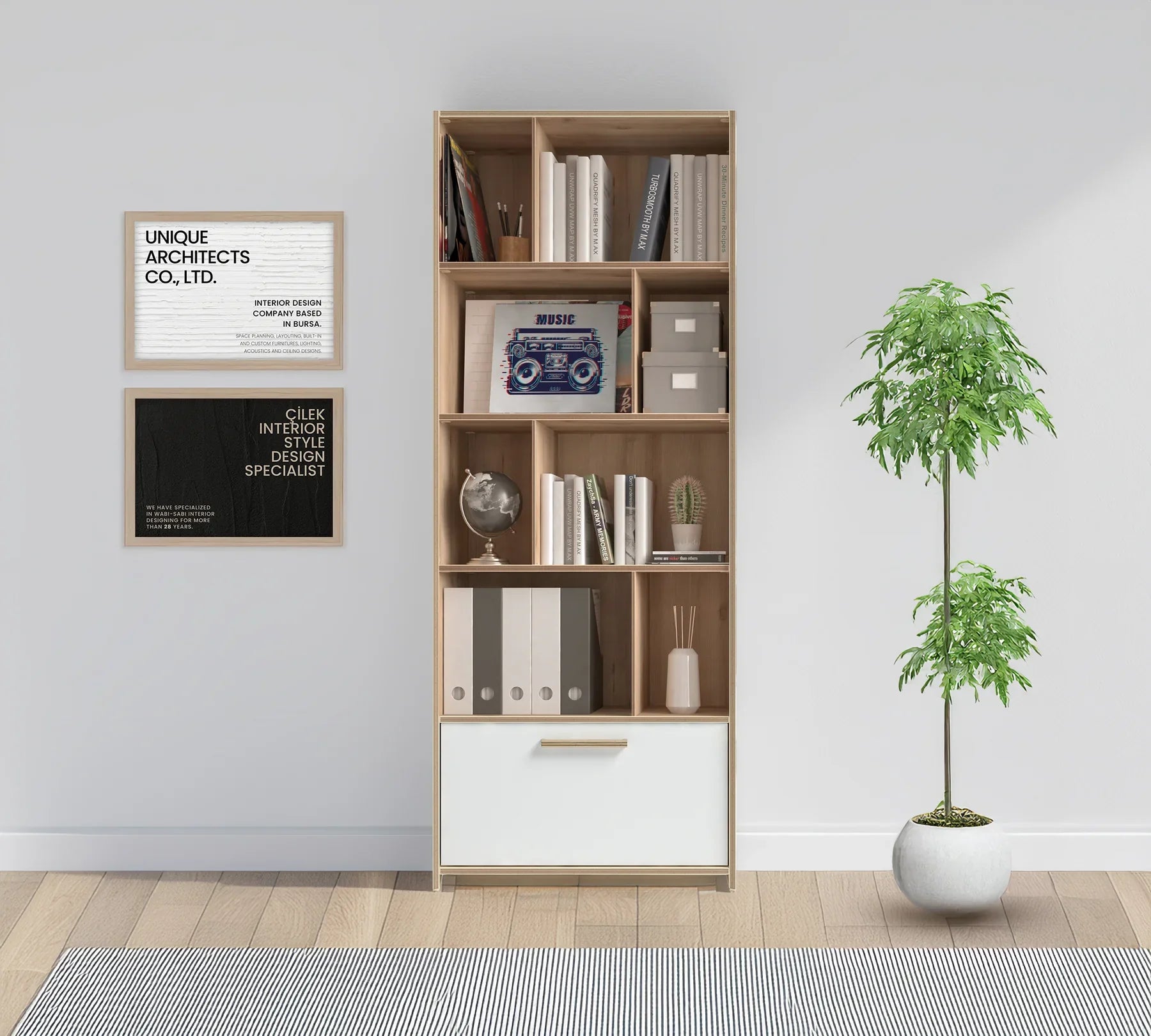 Библиотека «Modera» с размер 71x182x35см