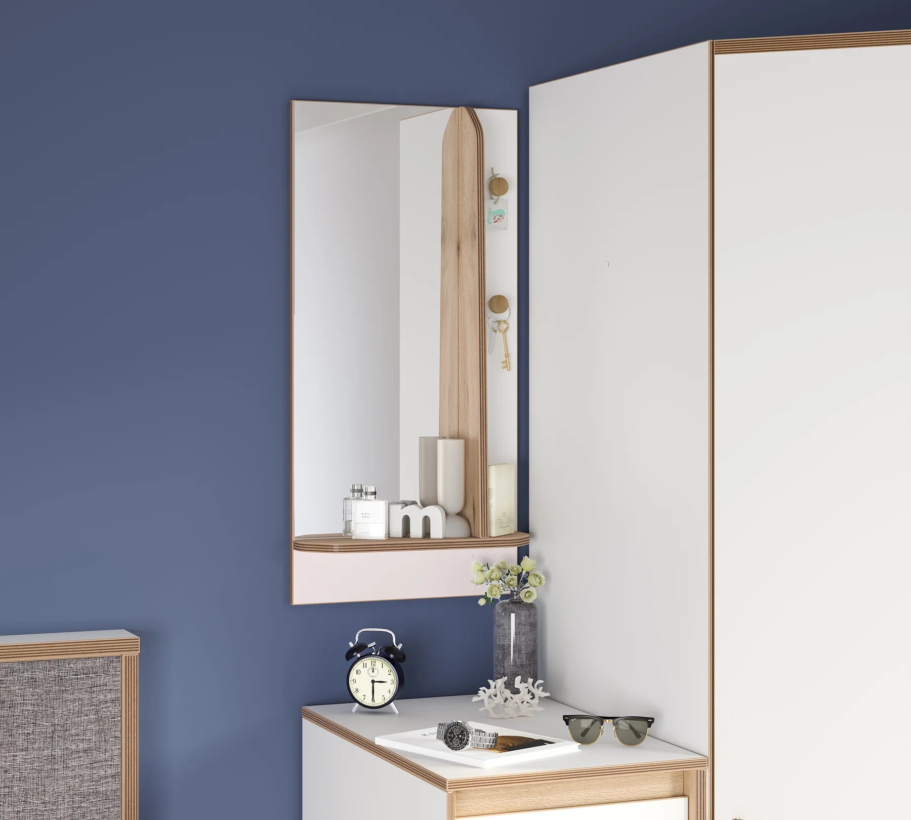 Огледало «Modera» + рафт и закачалка, размер 80х39х11см