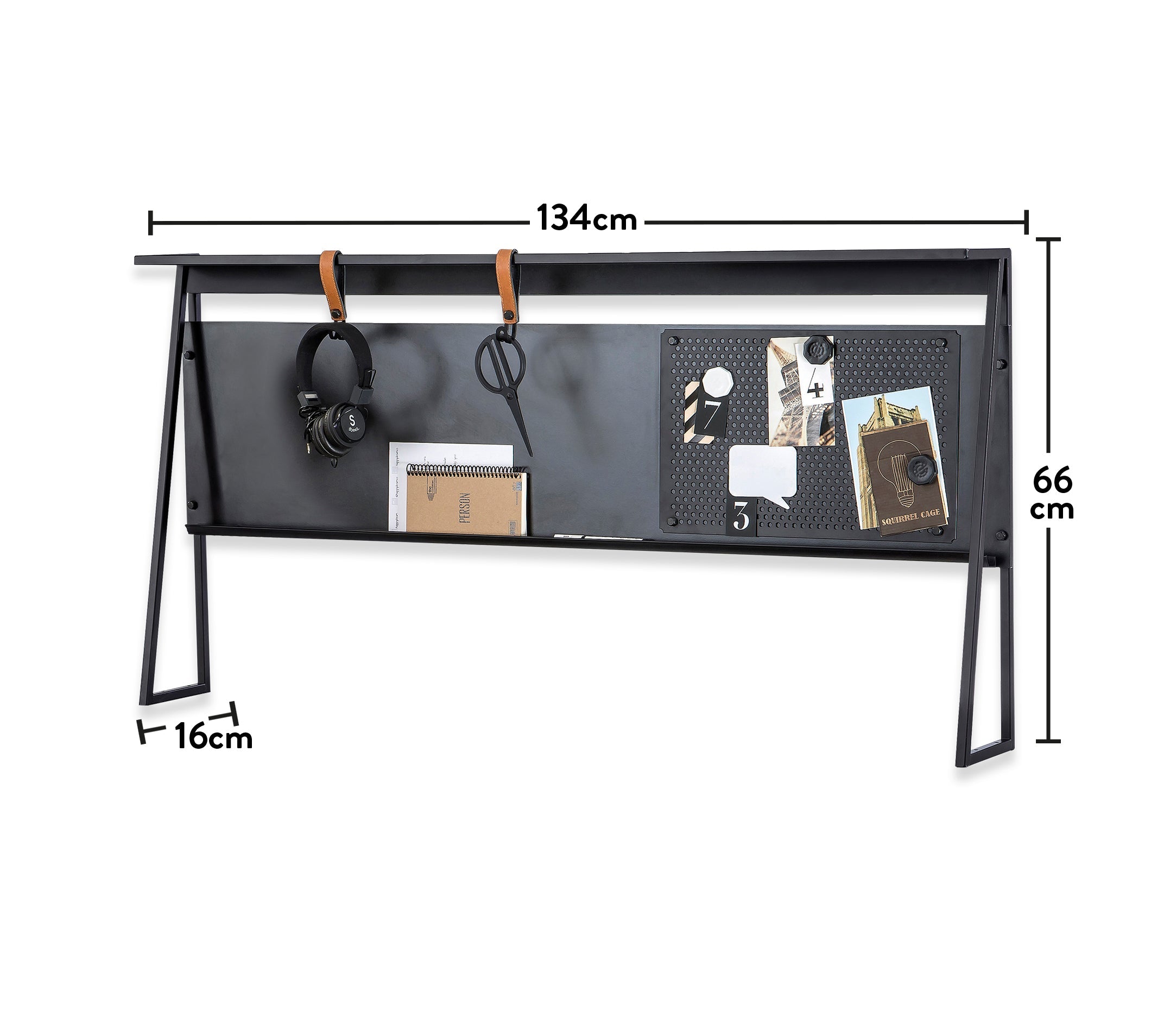 Надстройка за бюро «Dark Metal» + органайзери, размер 134х66х16см