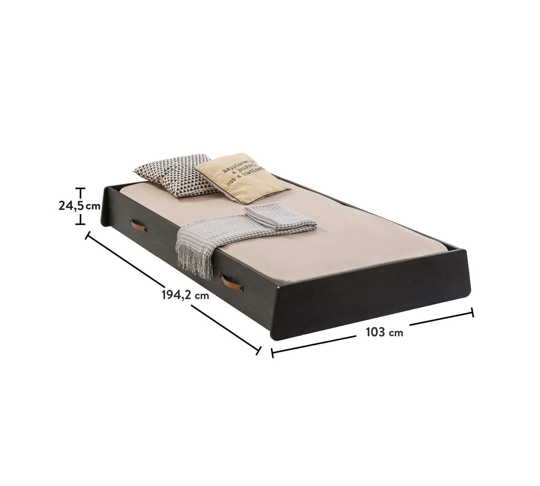 Издърпващо се легло «Dark Metal» за матрак 90х190см