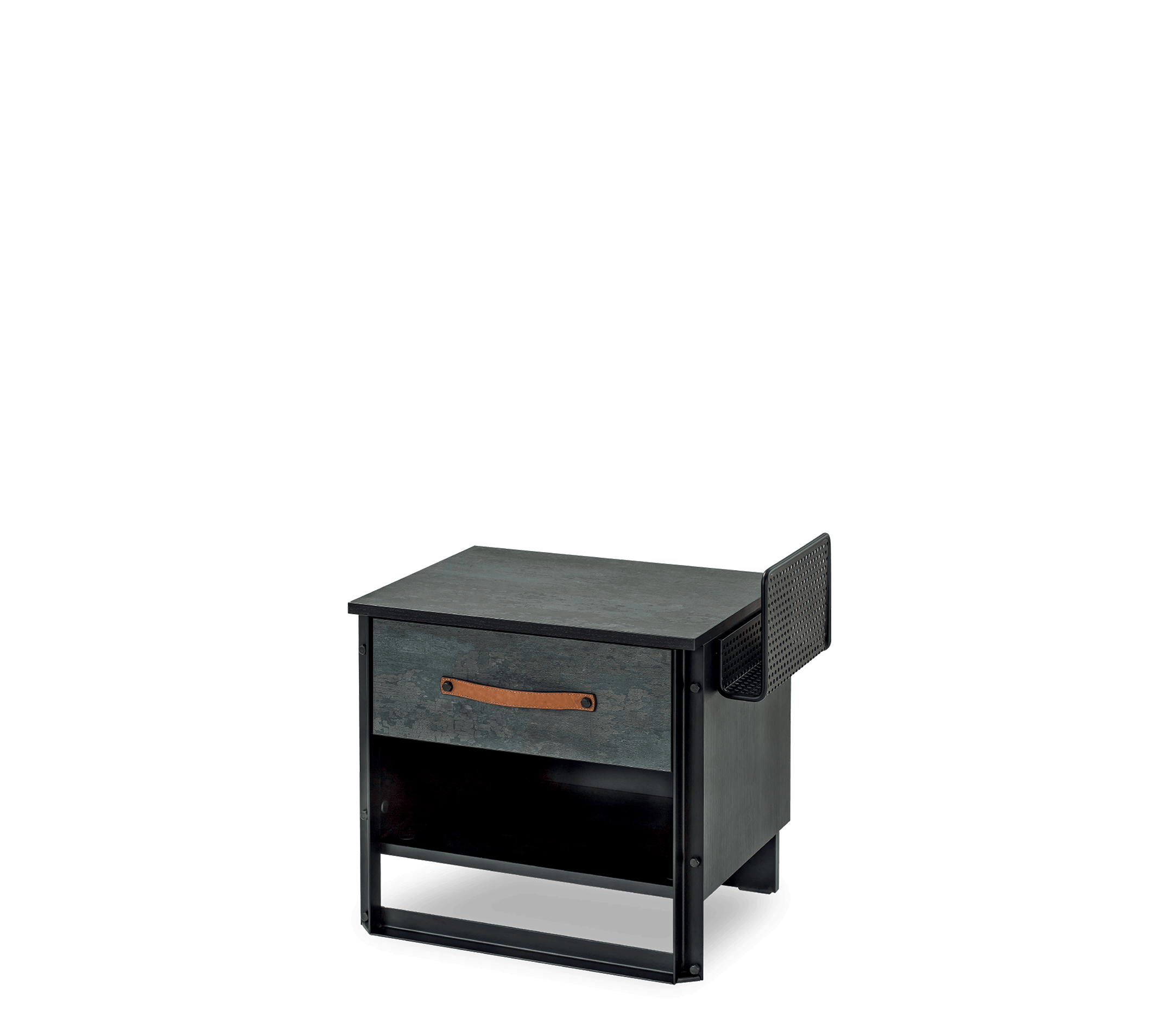 Нощно шкафче «Dark Metal» + чекмедже и рафт, размер 54х52х40см