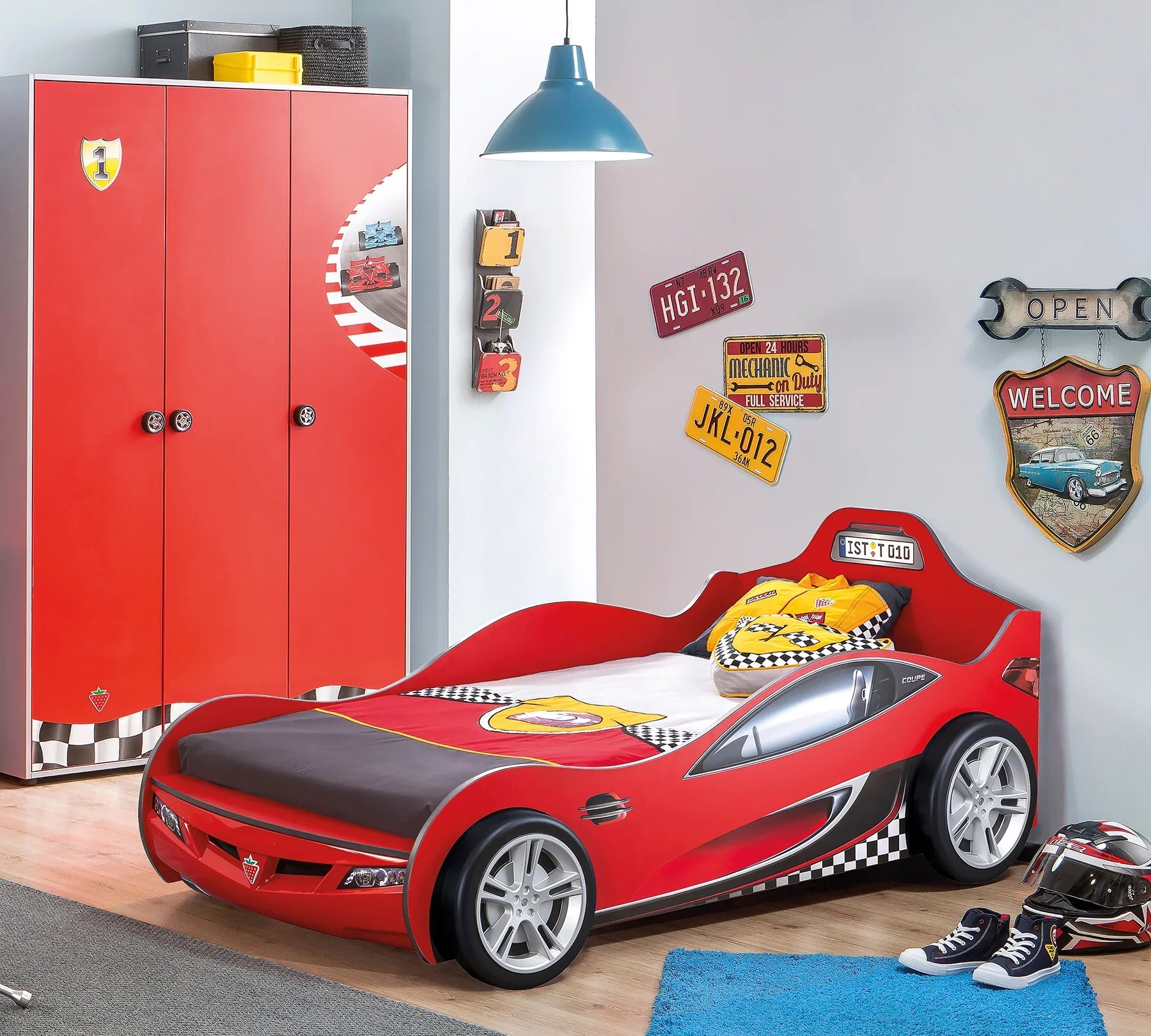 Легло-кола «Race Cup» - цвят червен, за матрак 90х190см