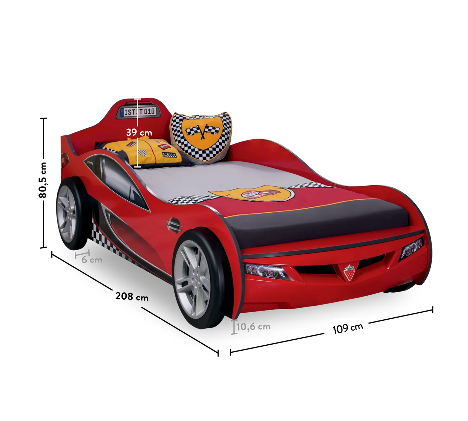 Легло-кола «Race Cup» - цвят червен, за матрак 90х190см