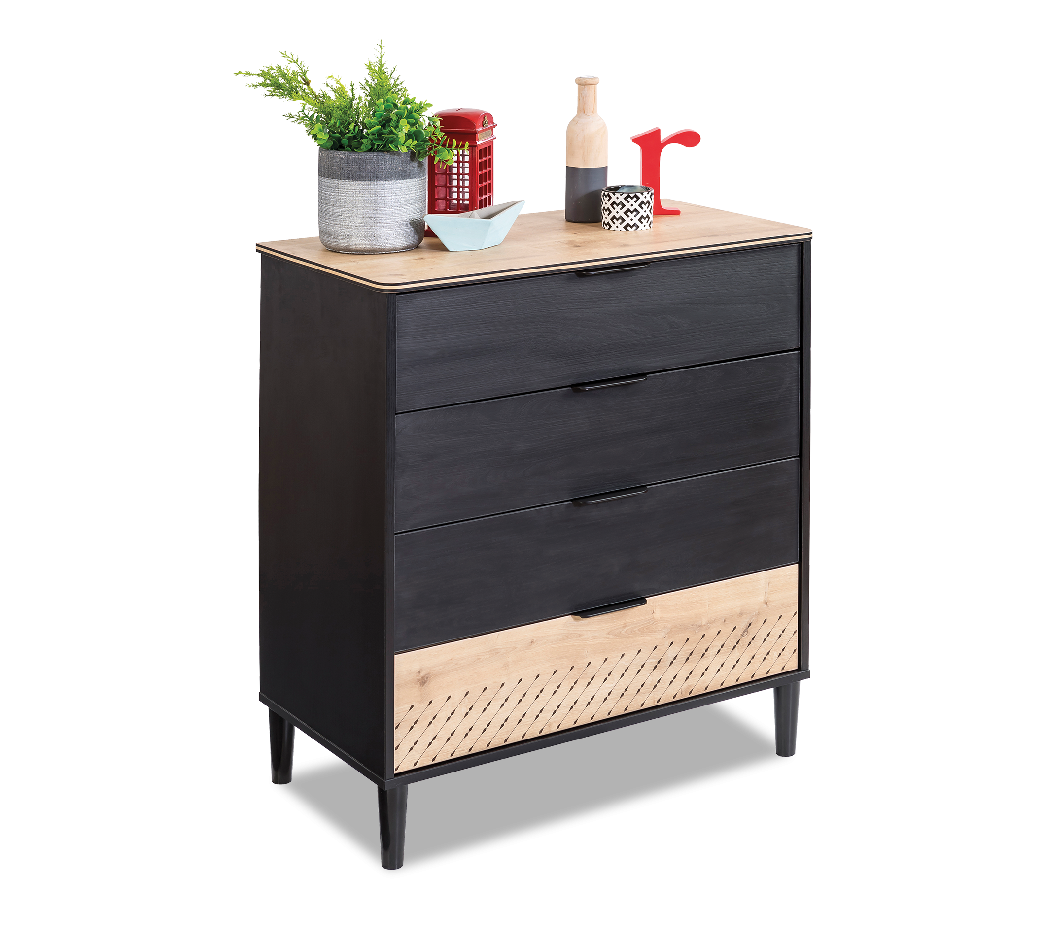 Скрин «Black» с четири чекмеджета, размер 86х94х46см