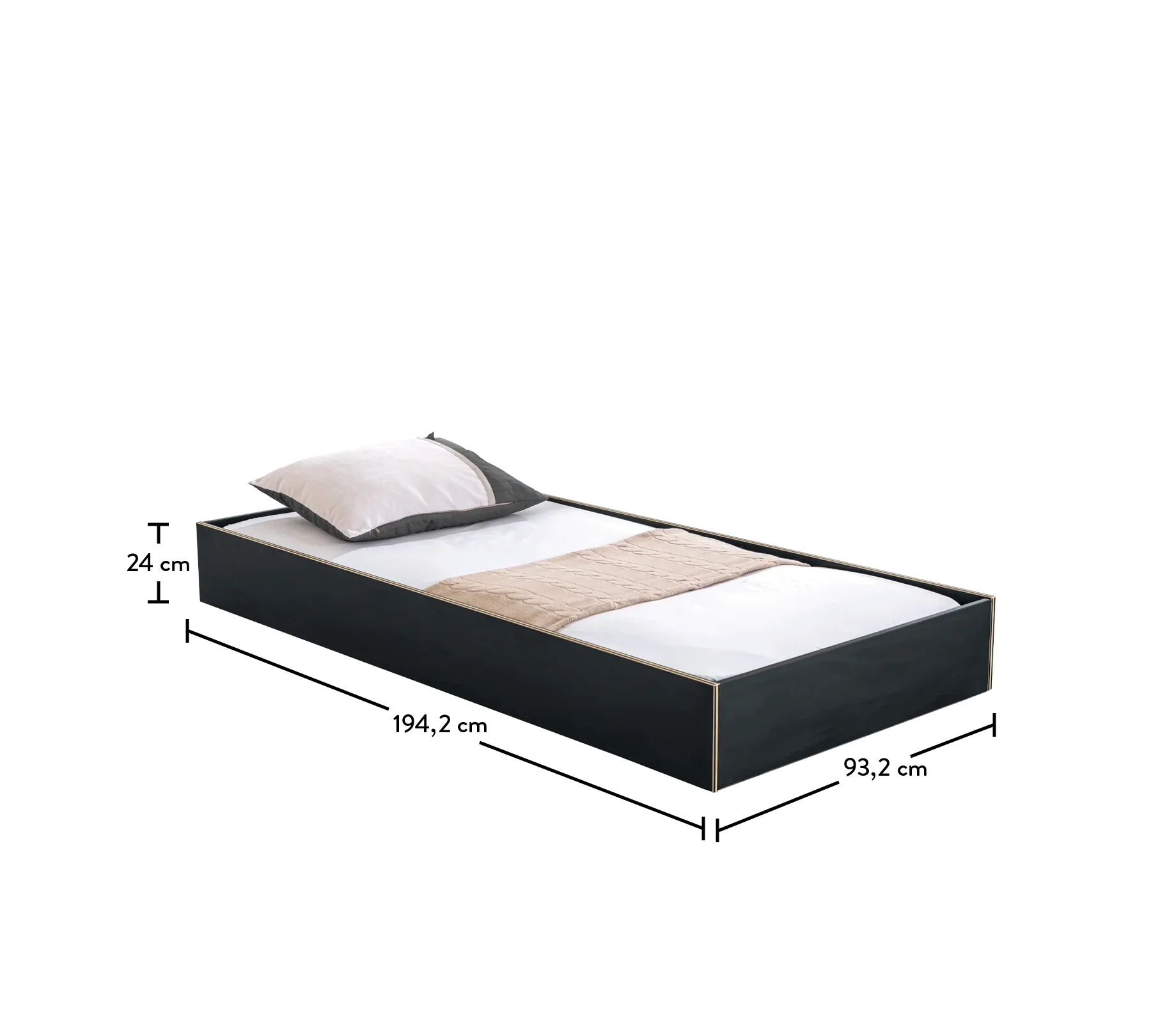 Издърпващо се легло «Black» за матрак 90х190см