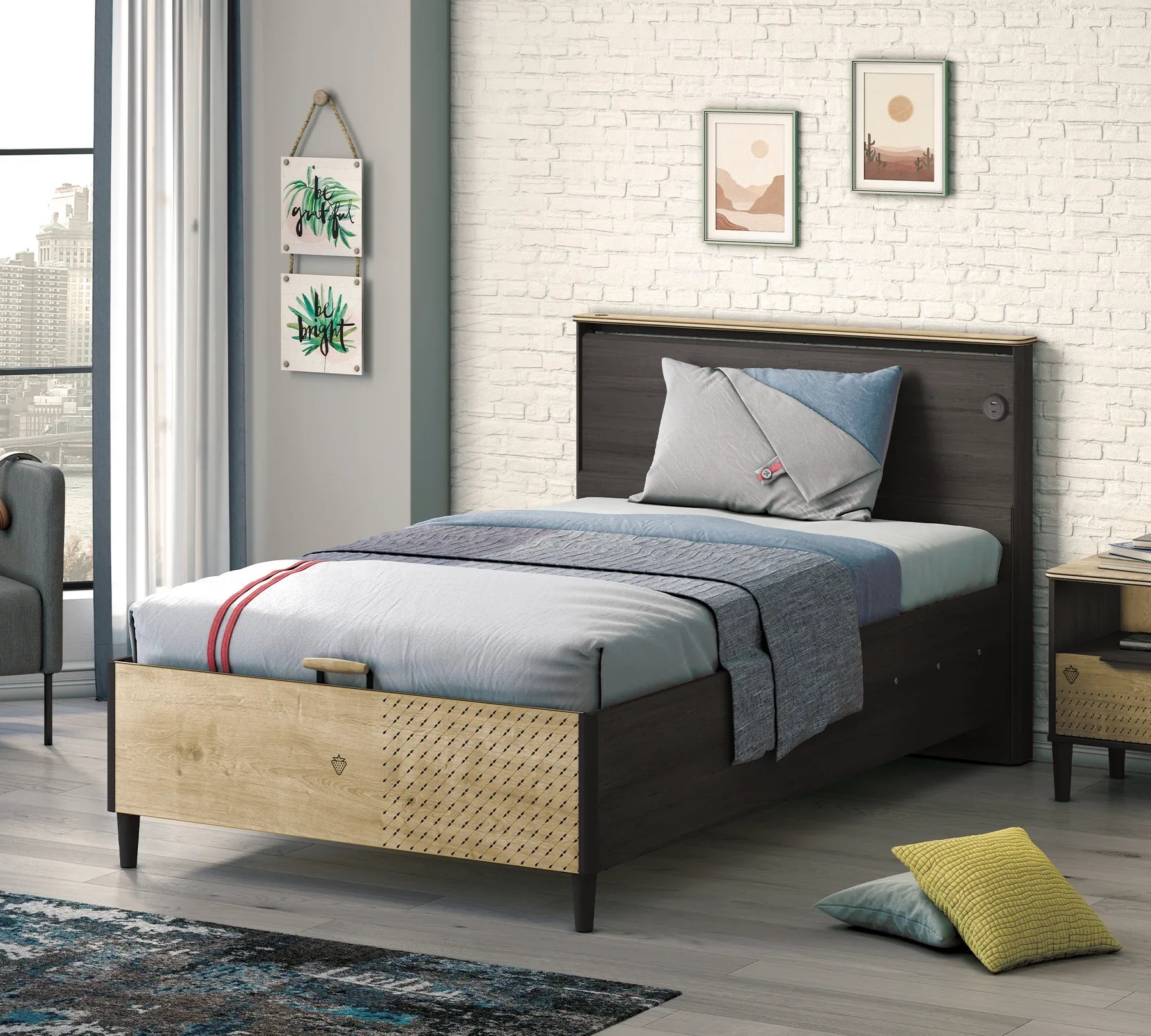 Легло «Black» с място за съхранение, повдигащ механизъм