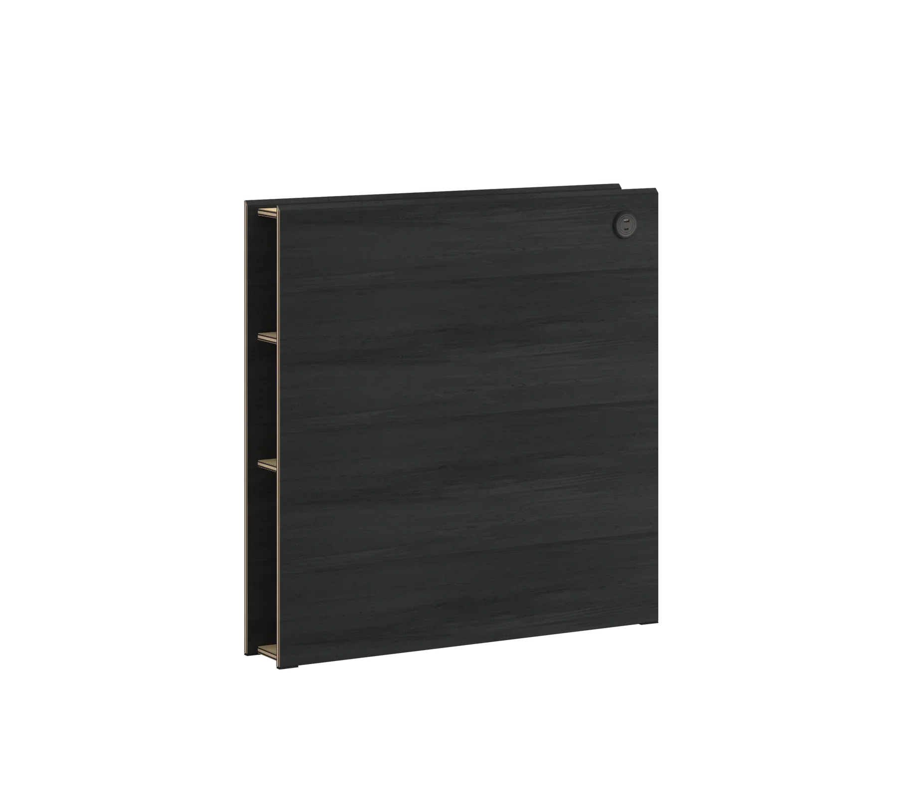 Табла за легло «Black» с рафтове за книги, с USB зарядна станция