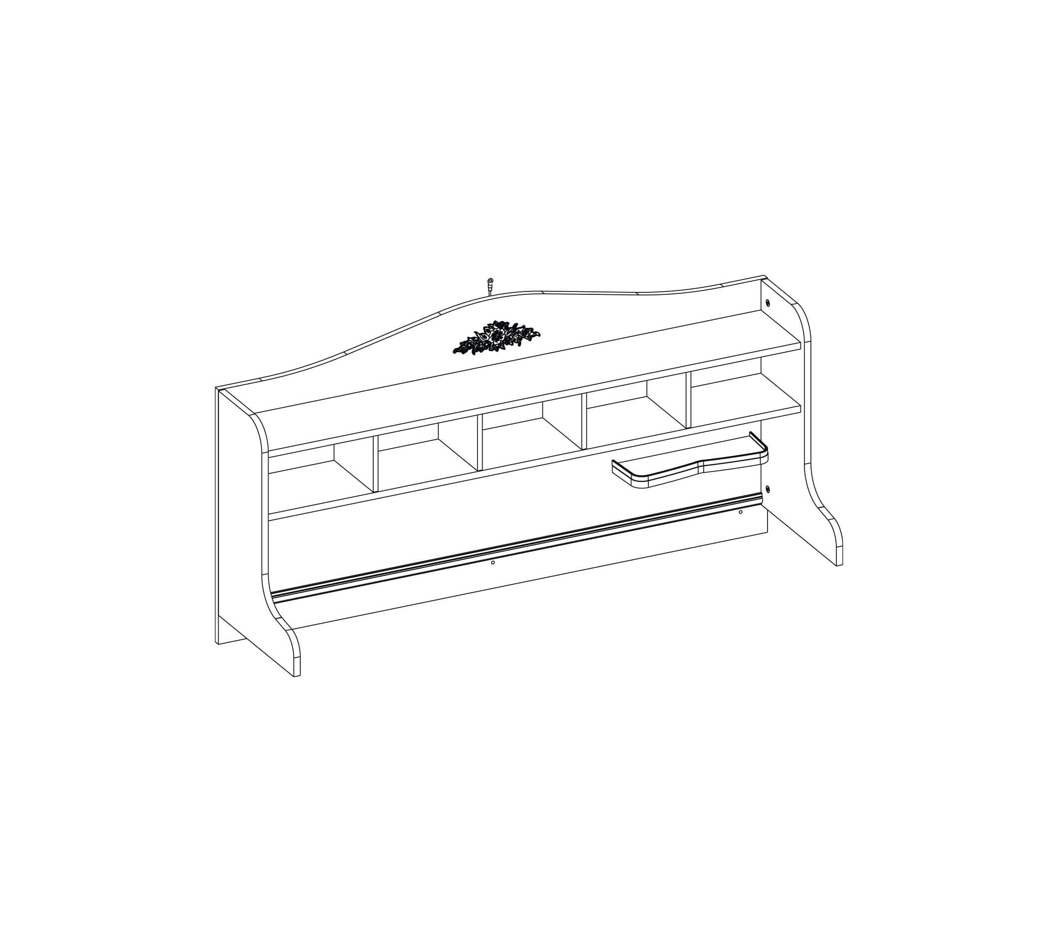 Надстройка за бюро «Rustic White» - размер 135х62х38см