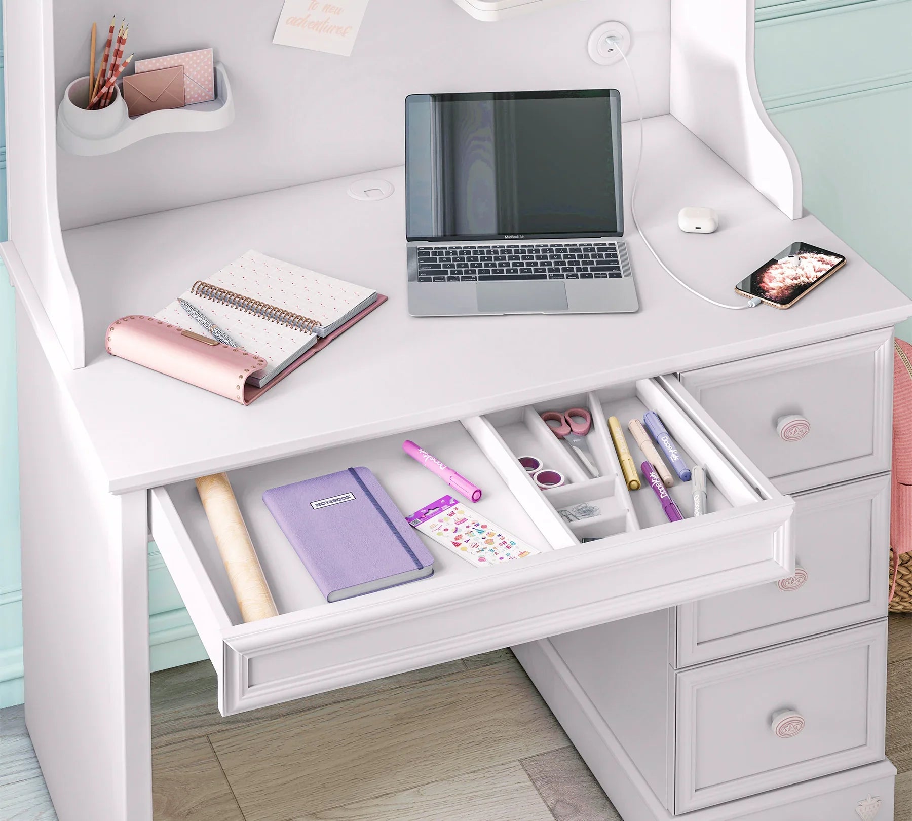 Бюро «Rustic White» с размер 108x75x63