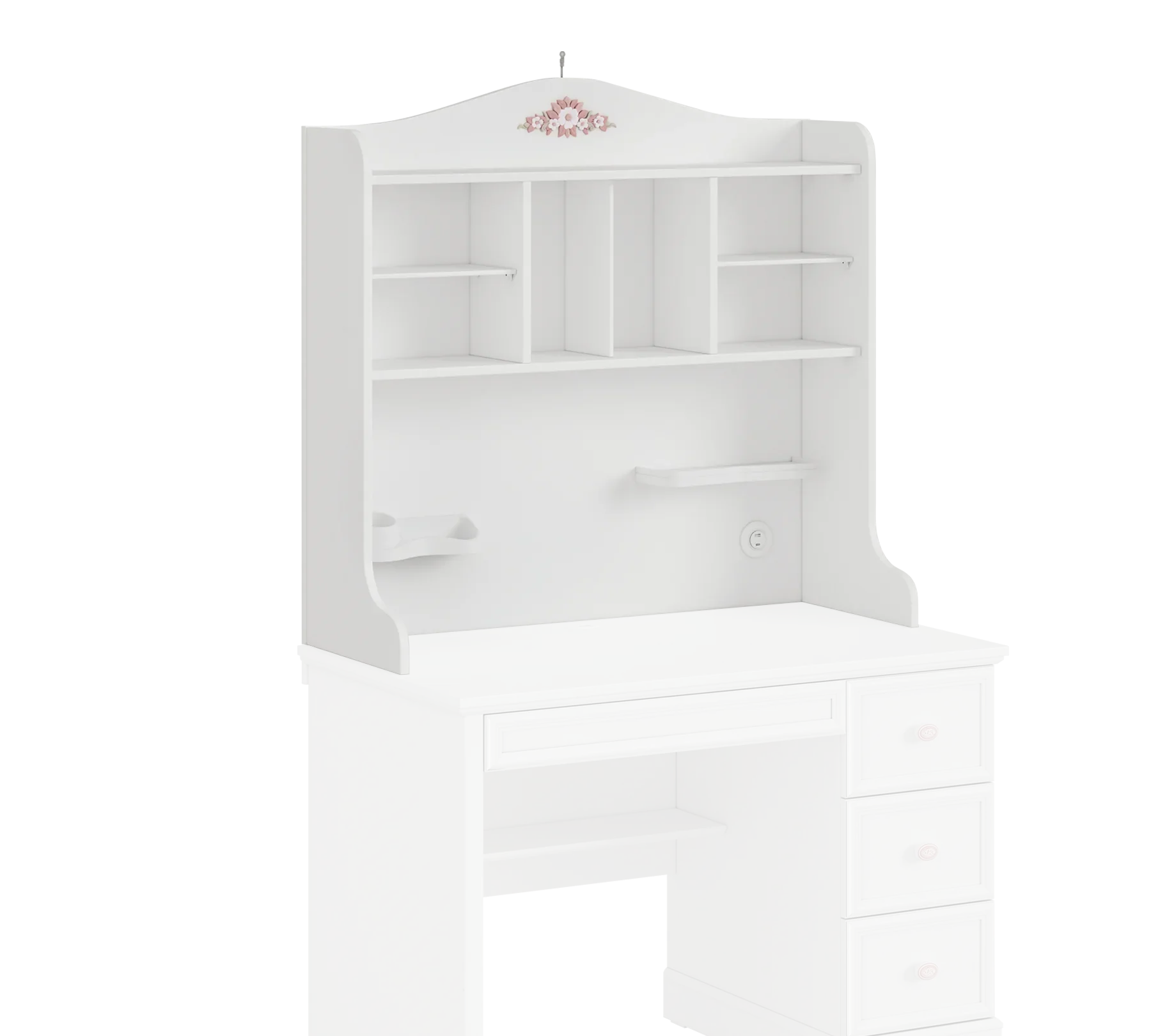Надстройка за бюро «Rustic White» + USB зарядна станция, размер 105х100х38см