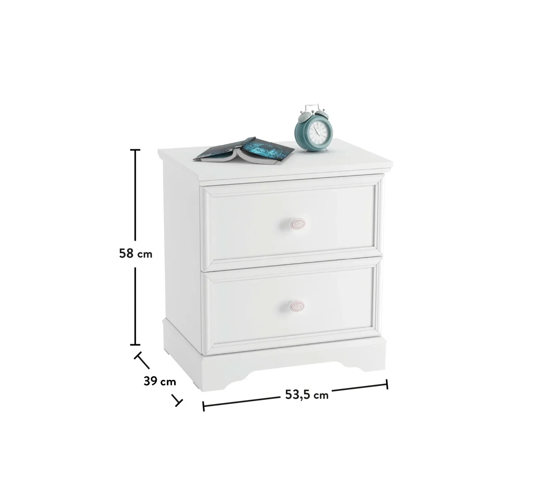 Нощно шкафче «Rustic White» + две чекмеджета, размер 53х58х38см