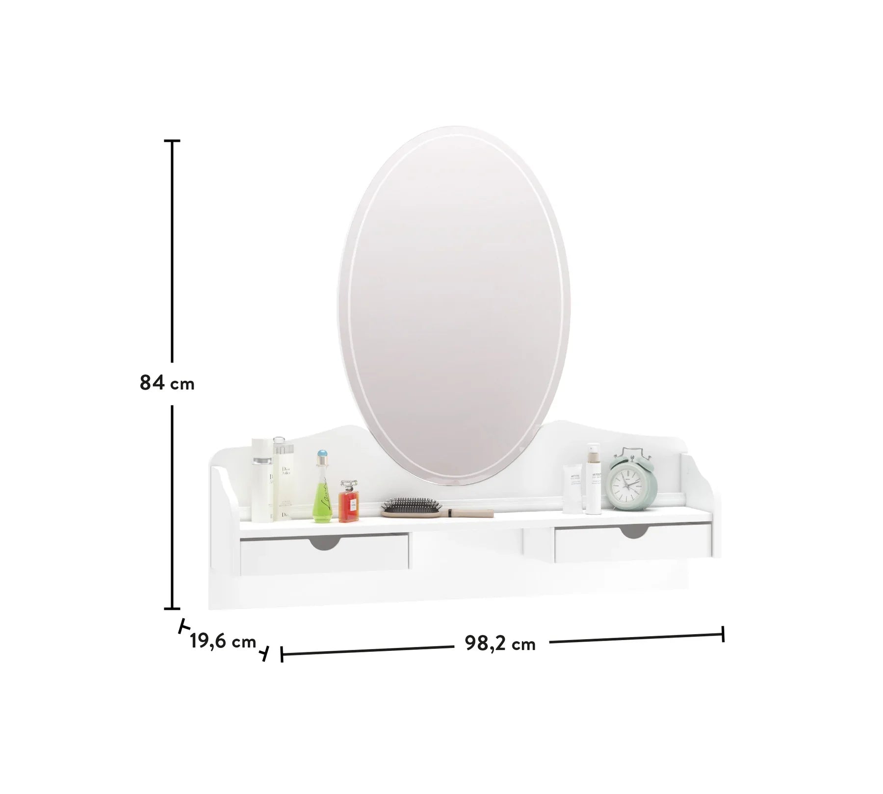 Огледало за скрин «Rustic White» + чекмеджета и рафтчета, размер 98х84х19см