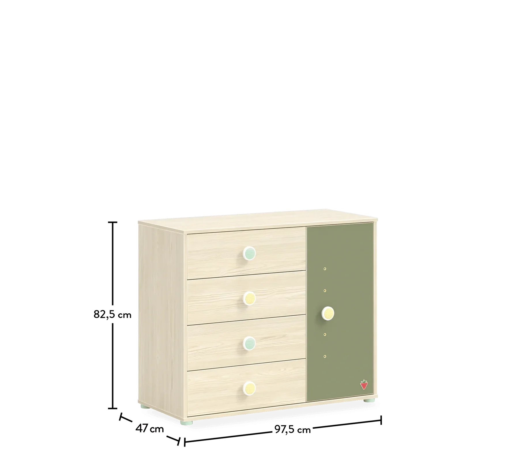 Скрин «Montes Natural» с четири чекмеджета и шкаф, размер 98х83х47см