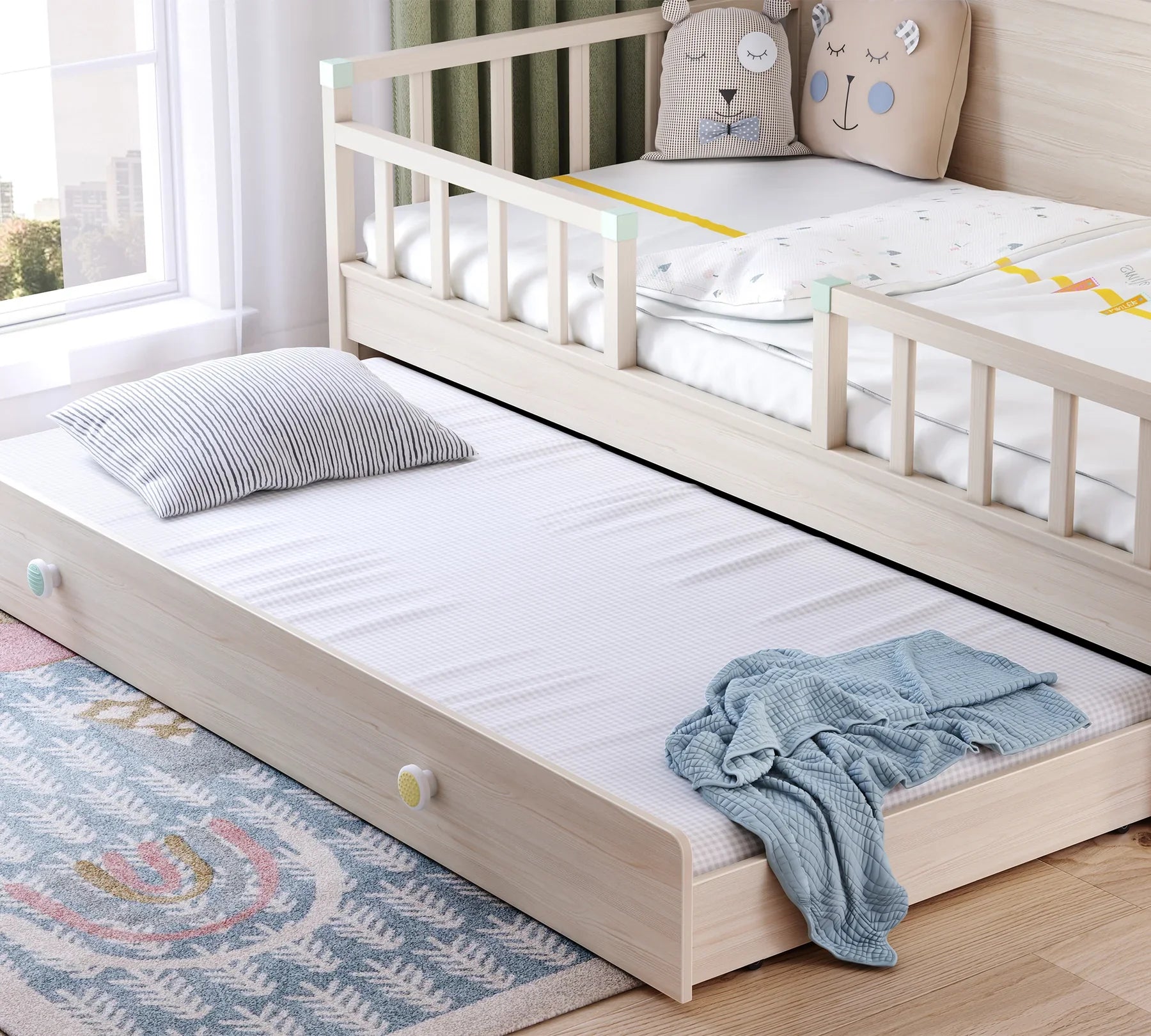 Издърпващо се легло «Montes Natural» - с дръжки, за матрак 90х190см