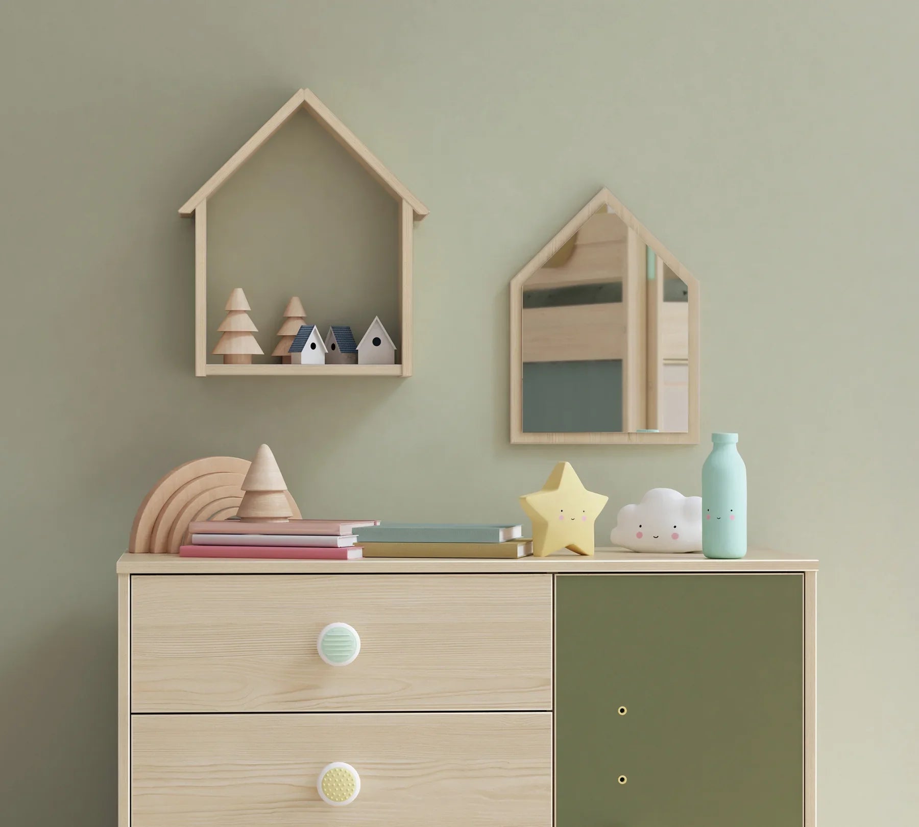 Огледало «Montes Natural» + етажерка, размер 38х43х12см