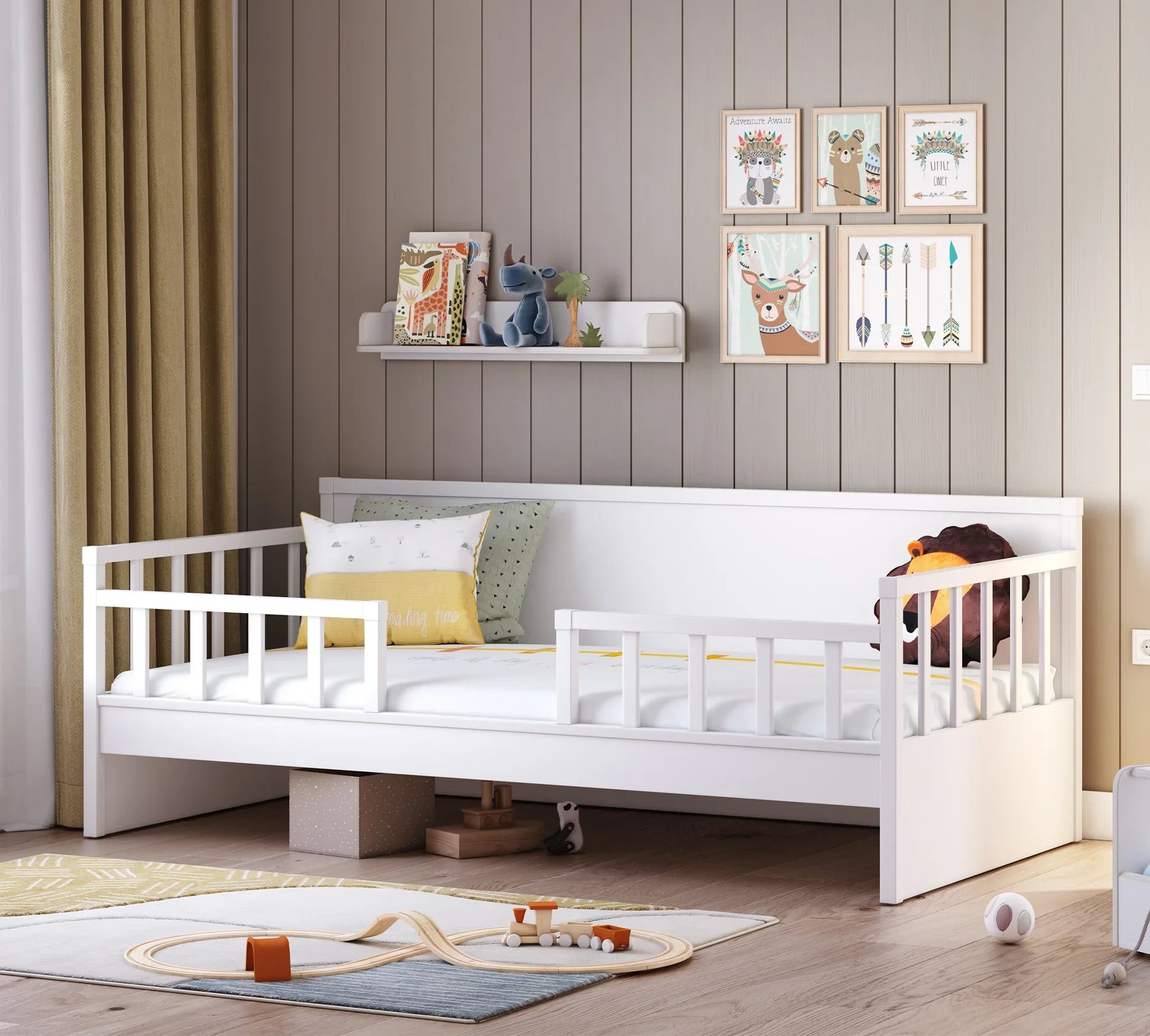 Дневно легло «Montes White» с регулираща се преграда, за матрак 100х200см