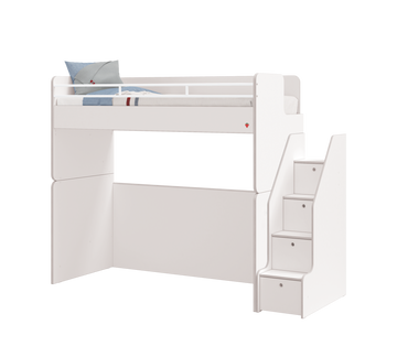 Модулно двуетажно легло «Studio White» - Сет 1, с три легла и стълби с чекмеджета