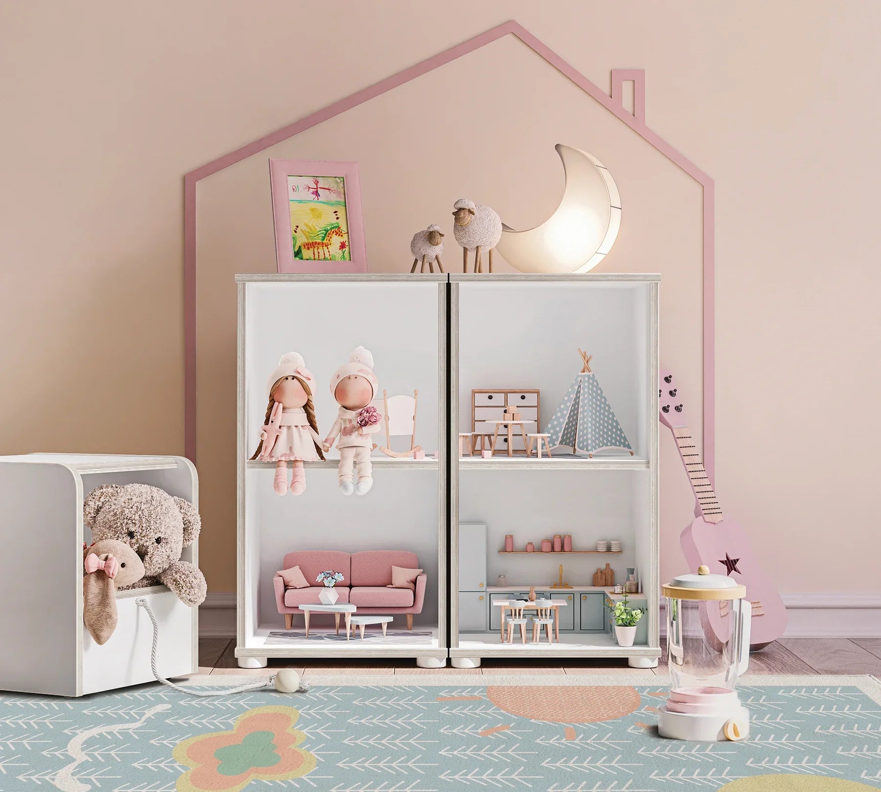 Библиотека «Montes White» с размер 30х67х35см