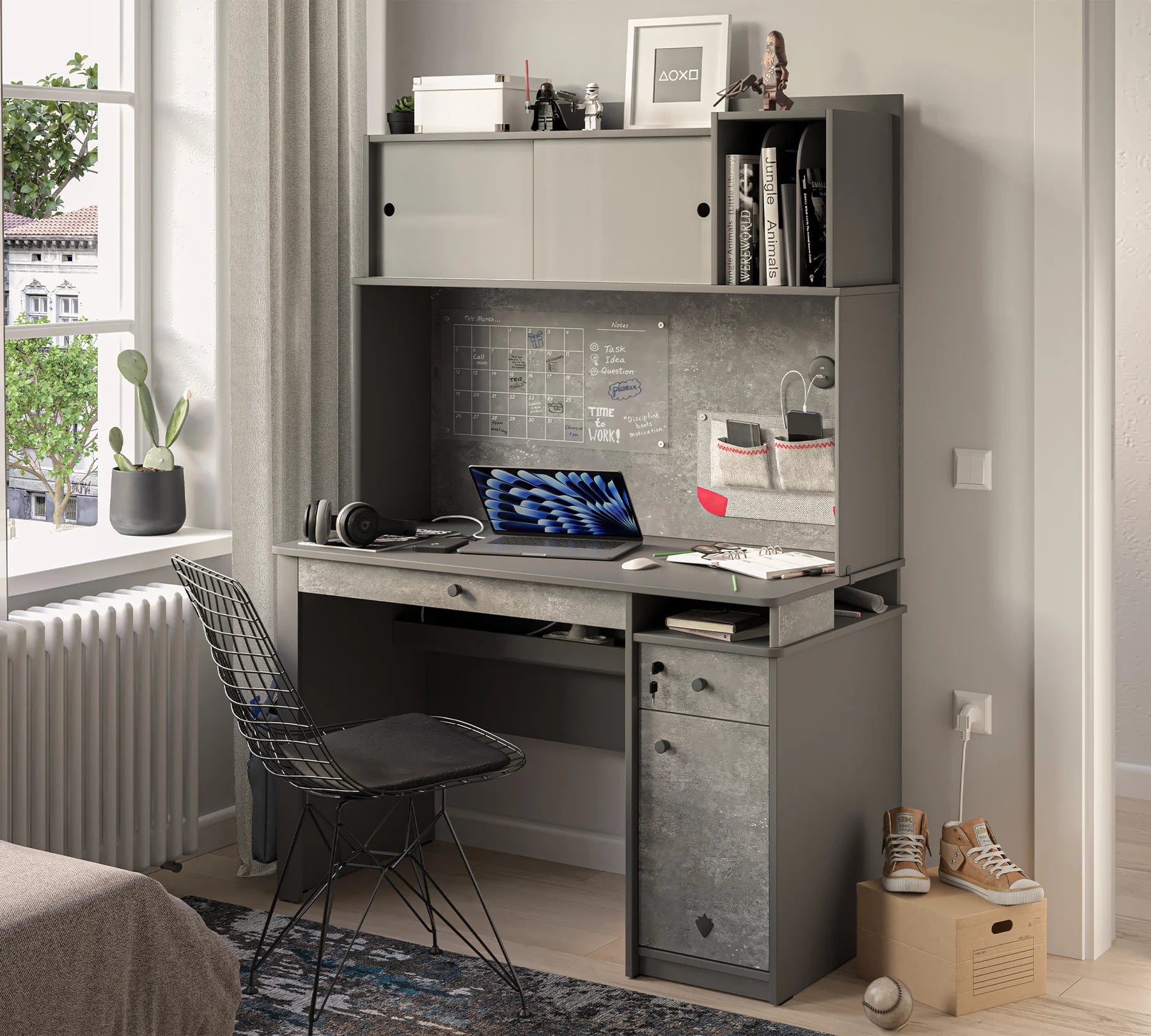 Бюро «Space Gray» с чекмеджета, размер 121x75x57см