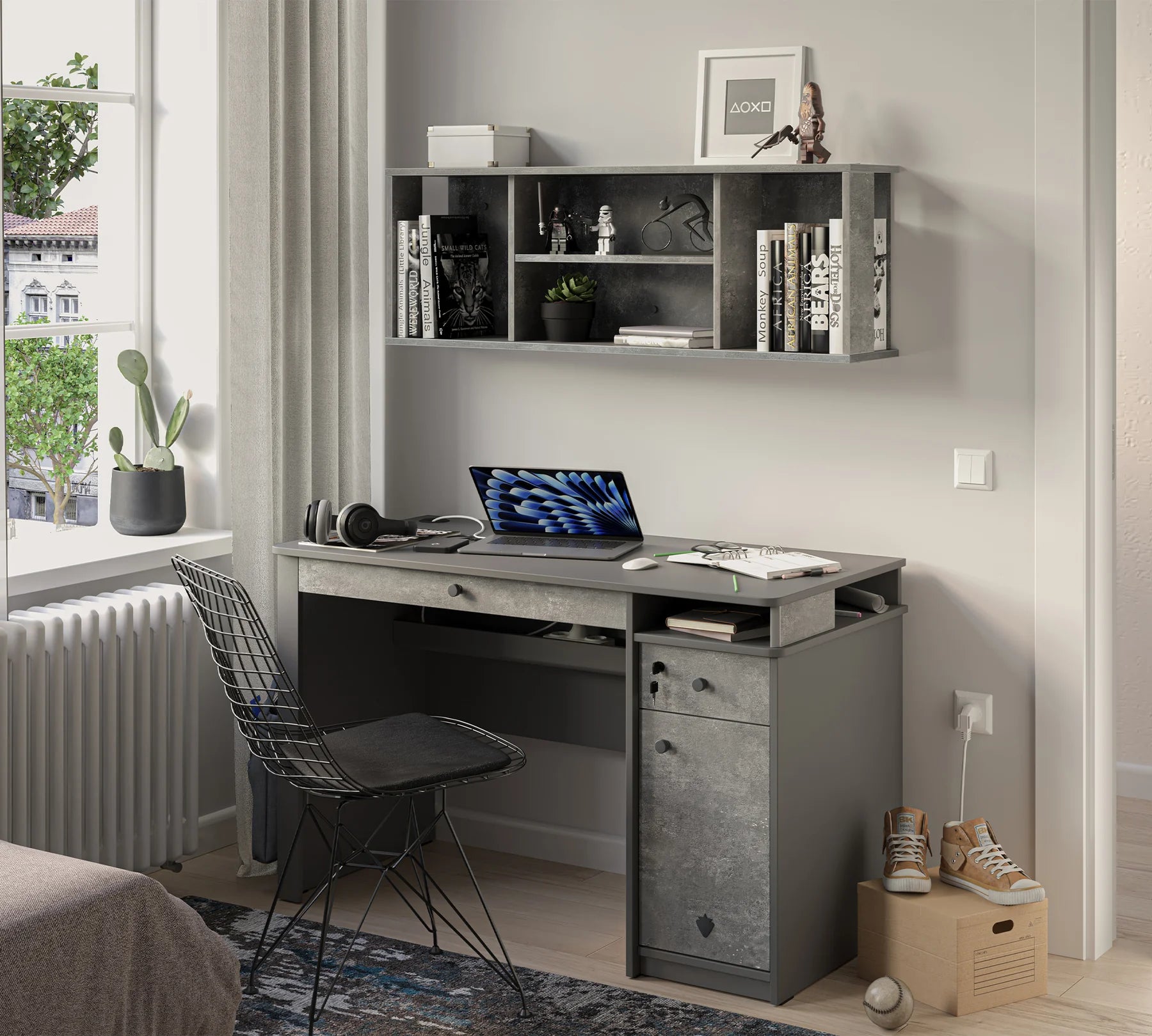 Бюро «Space Gray» с чекмеджета, размер 121x75x57см