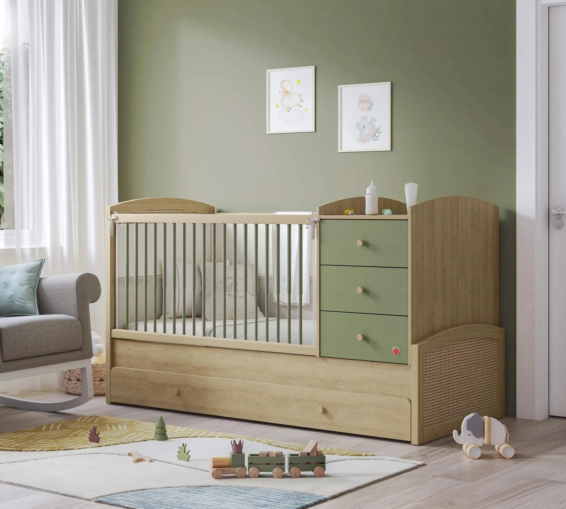 Трансформираща се бебешка кошара - легло «Loof Baby» за матраци 80x130см и 80x180cm