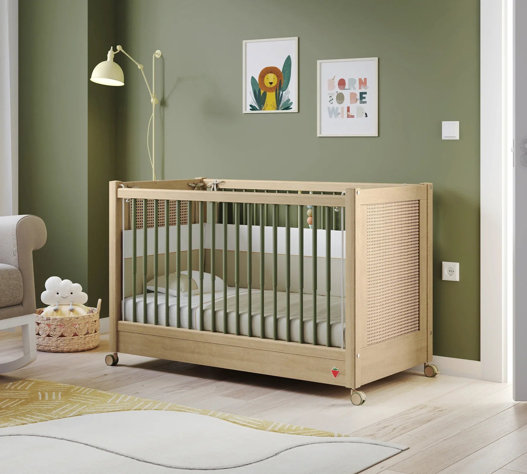 Бебешка кошара «Baby Loof» с въртящи колелца и подвижна преграда, за матрак 60х120см