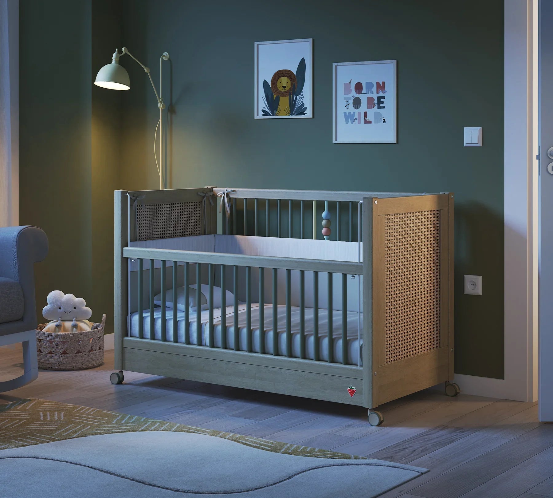 Бебешка кошара «Baby Loof» с въртящи колелца и подвижна преграда, за матрак 60х120см