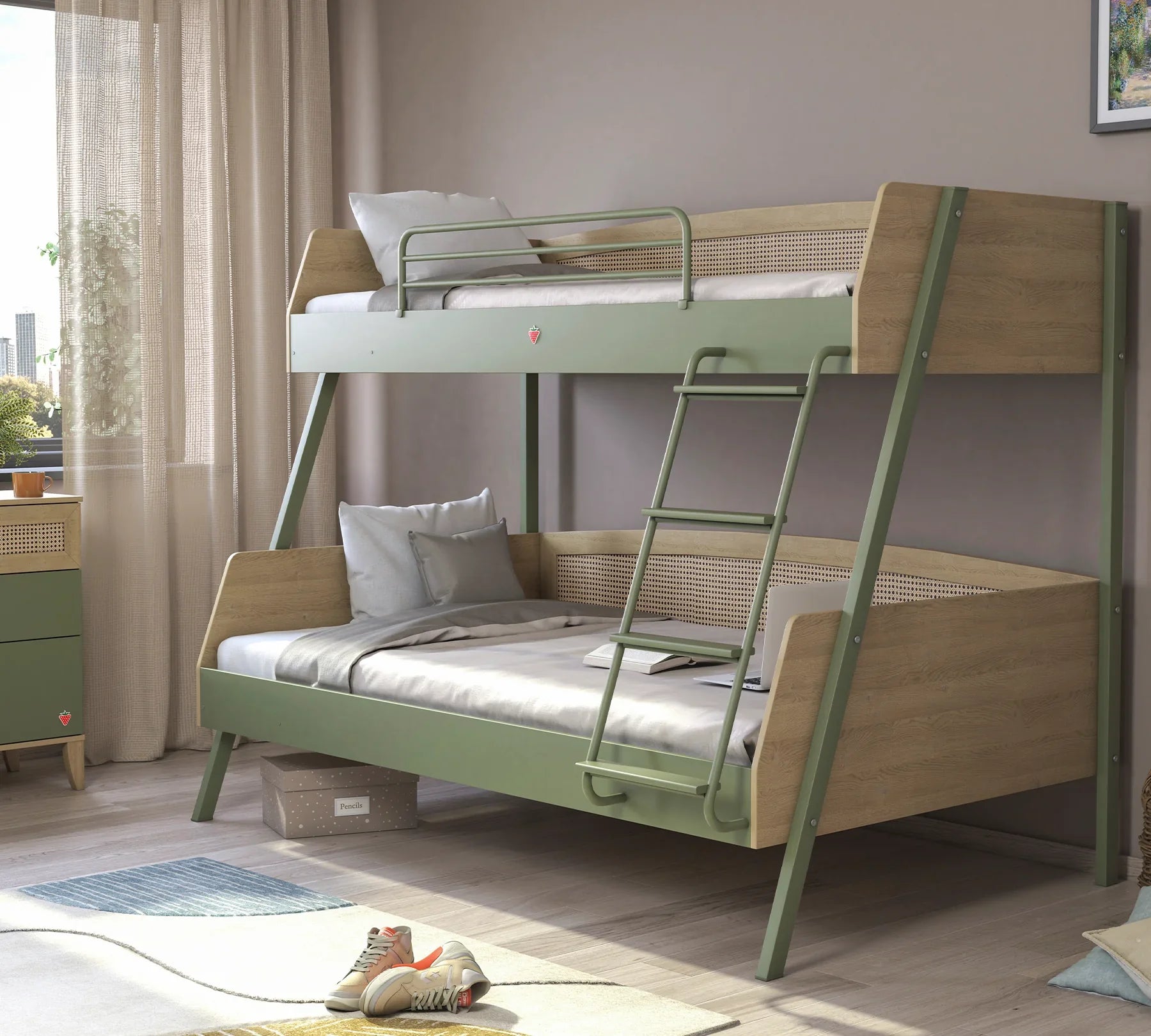 Двуетажно легло Loof 120x200см - 90x200см