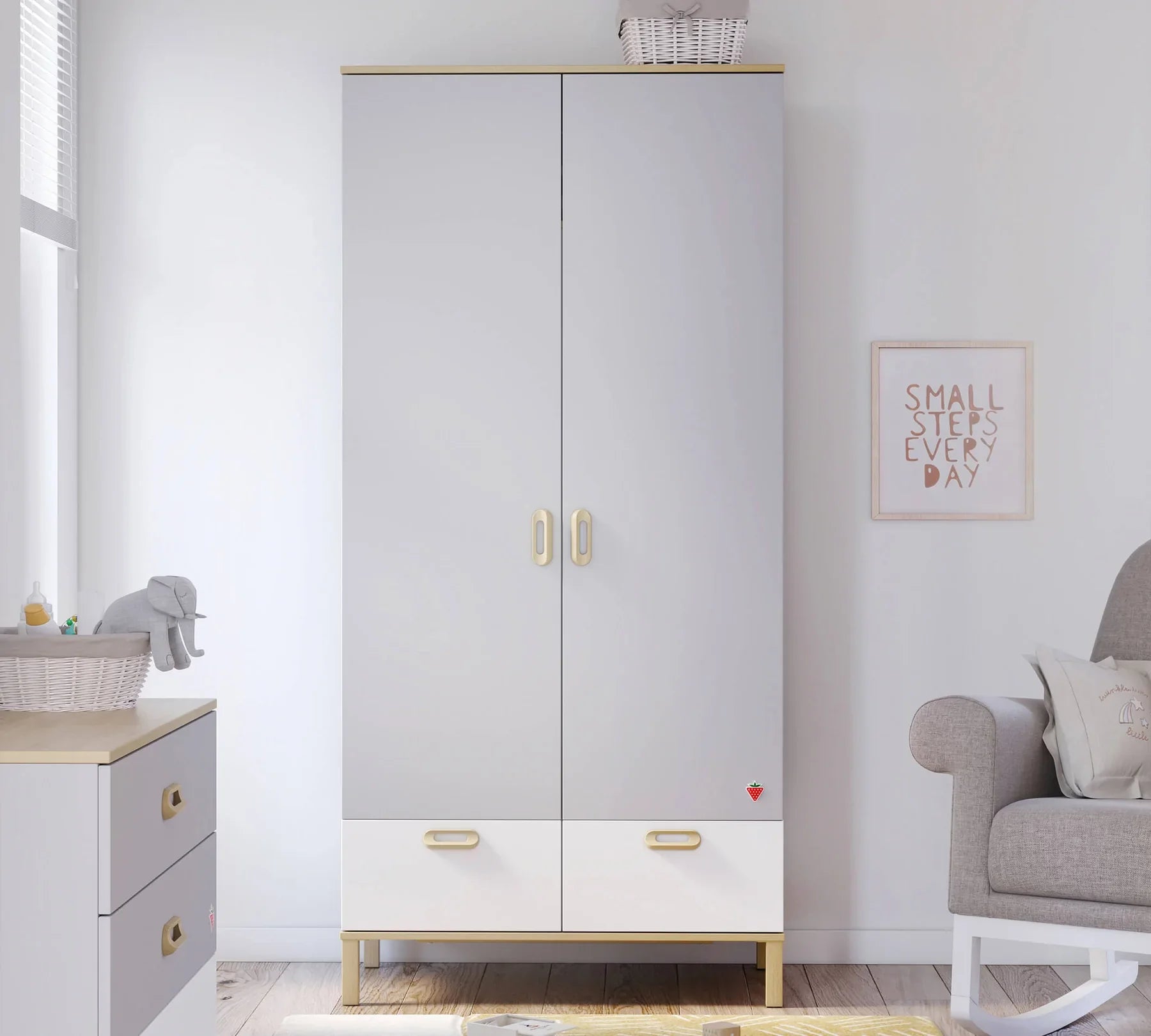 Двукрилен гардероб «Mino» - чекмеджета, ширина 95см