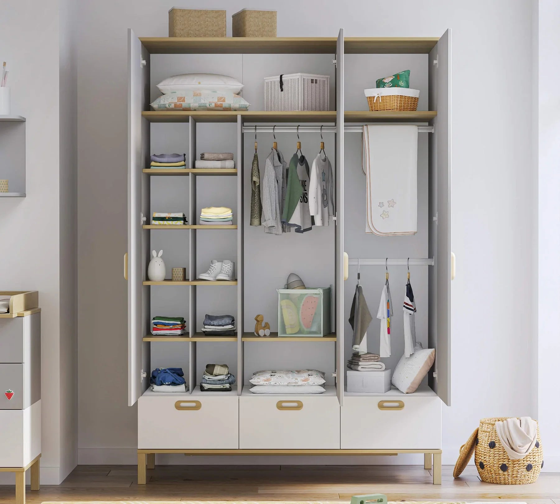 Детски трикрилен гардероб «Mino» - ширина 138см