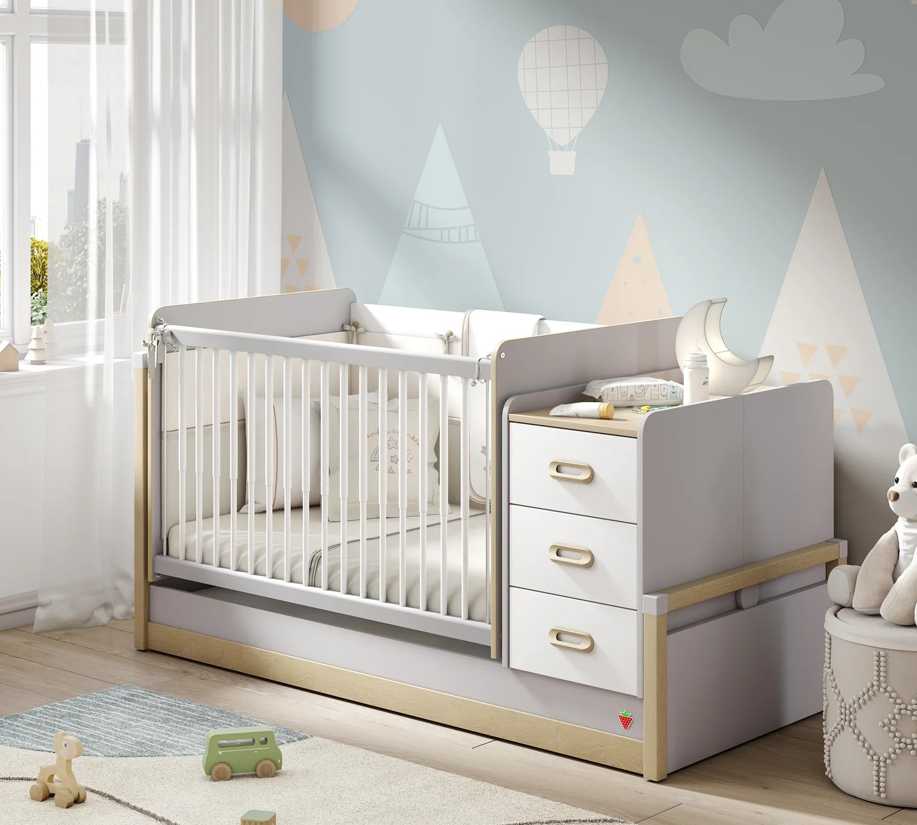 Трансформираща се бебешка кошара - легло «Baby Mino» за матраци 70x115см и 70x160cm