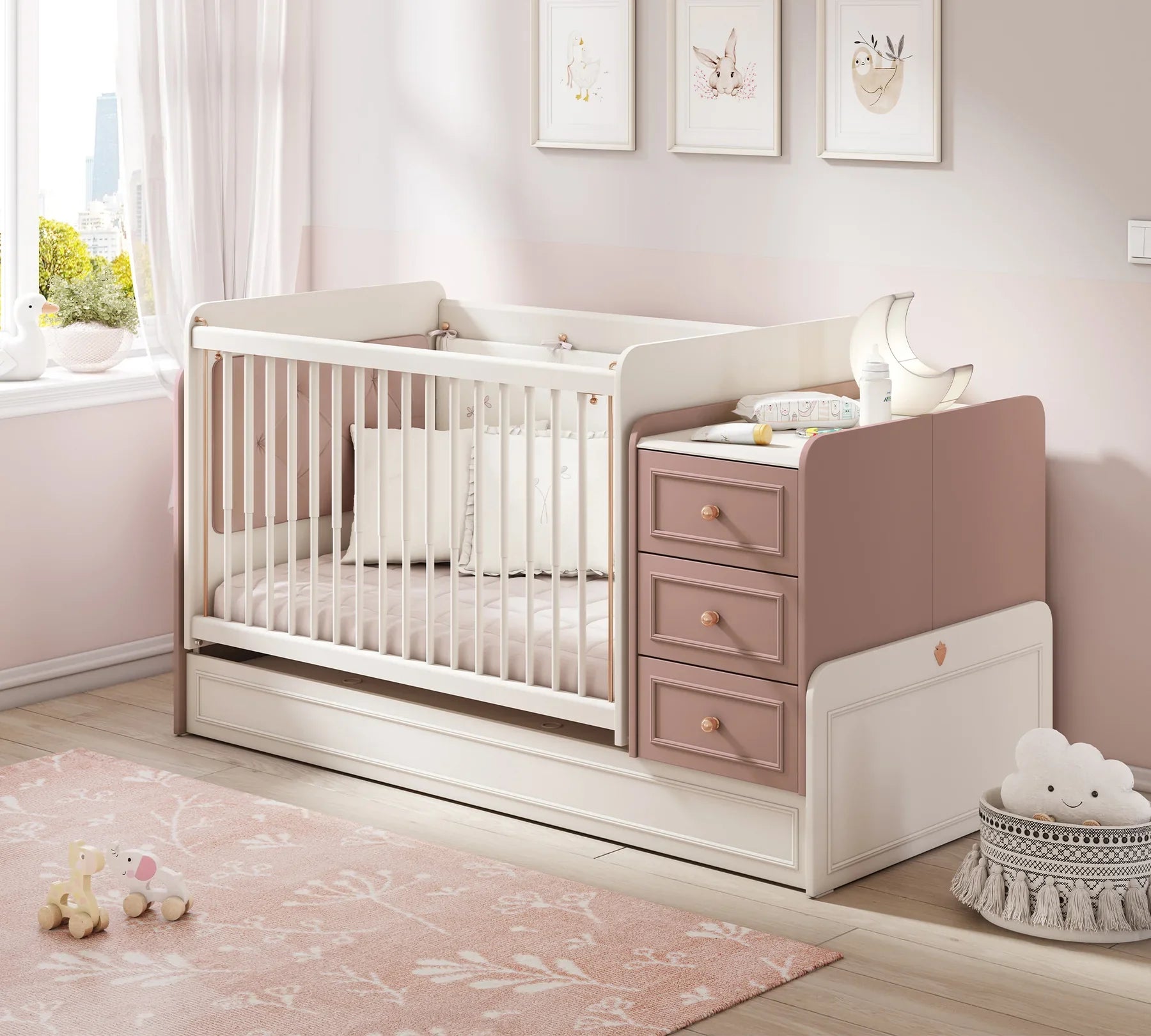 Трансформираща се бебешка кошара - легло «Elegance Baby» за матраци 70x115см и 70x160cm