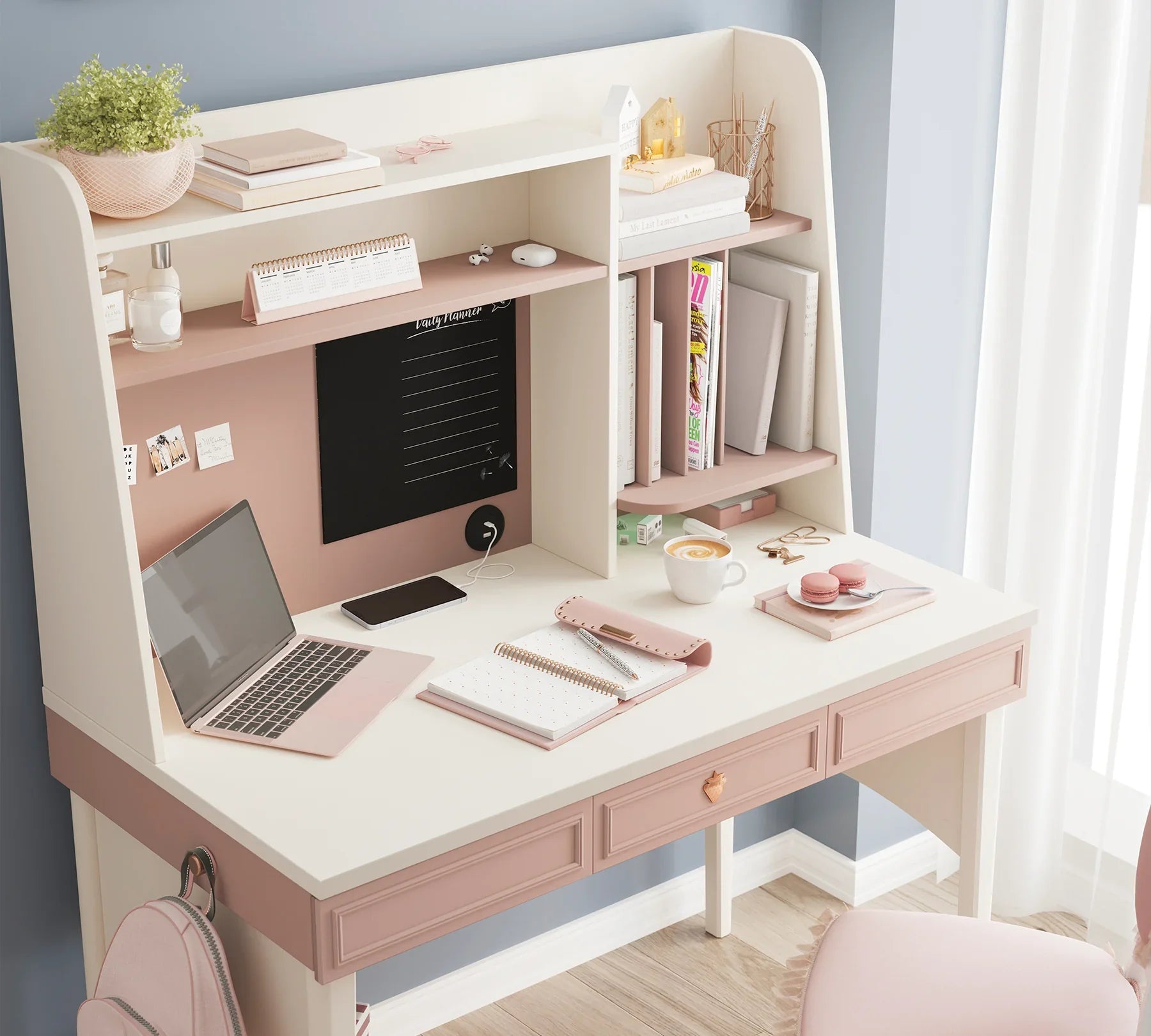 Надстройка за бюро «Elegance» + USB зарядна станция, LED осветление, размер 117х70х28см