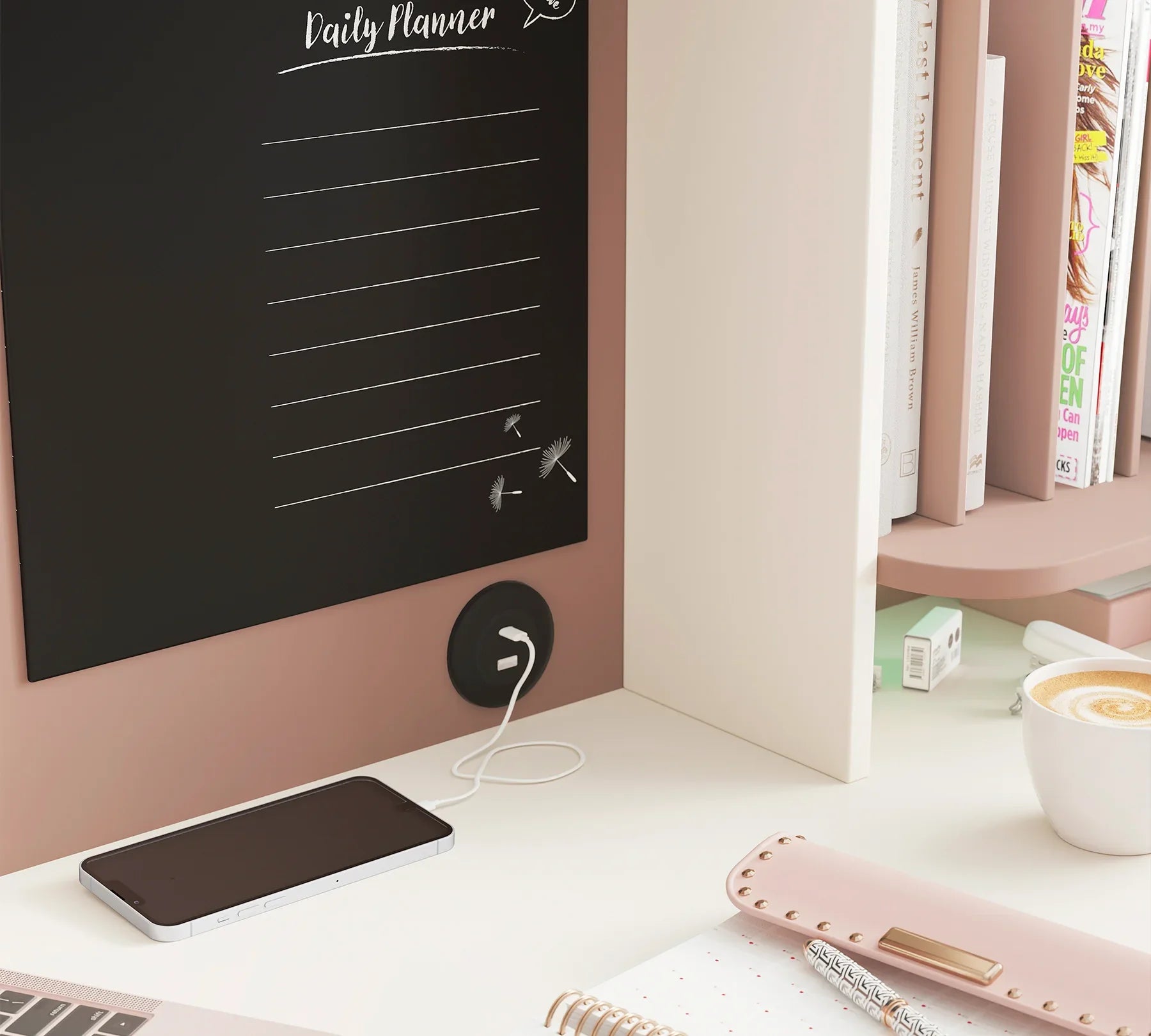 Надстройка за бюро «Elegance» + USB зарядна станция, LED осветление, размер 117х70х28см