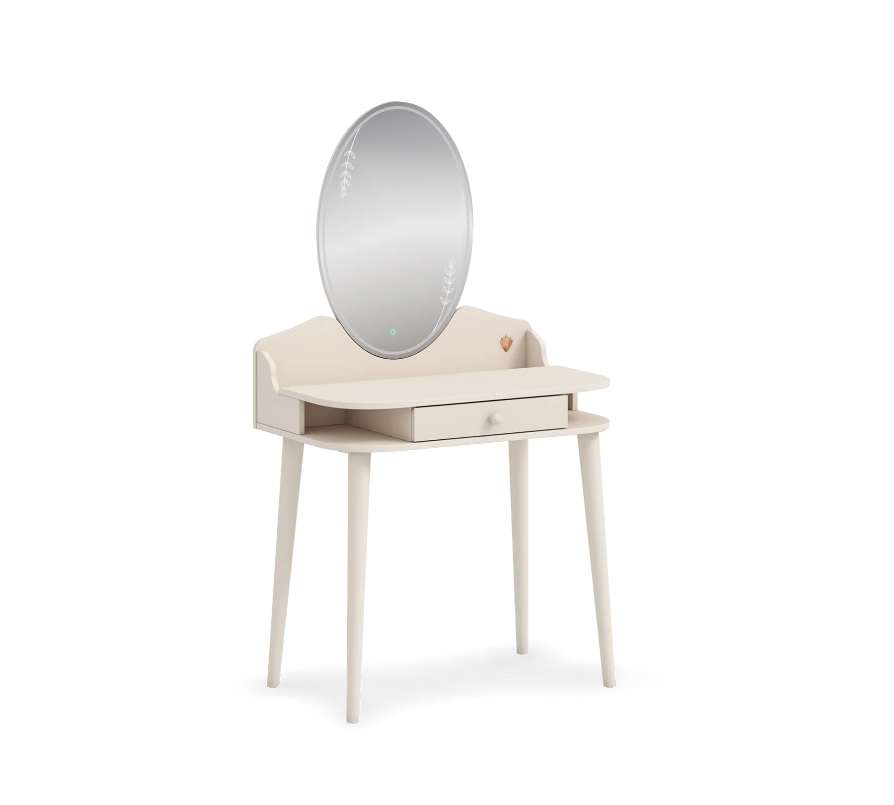 Тоалетка «Крем» + чекмедже и рафтове, огледало с LED осветление, размер 80х143х50см