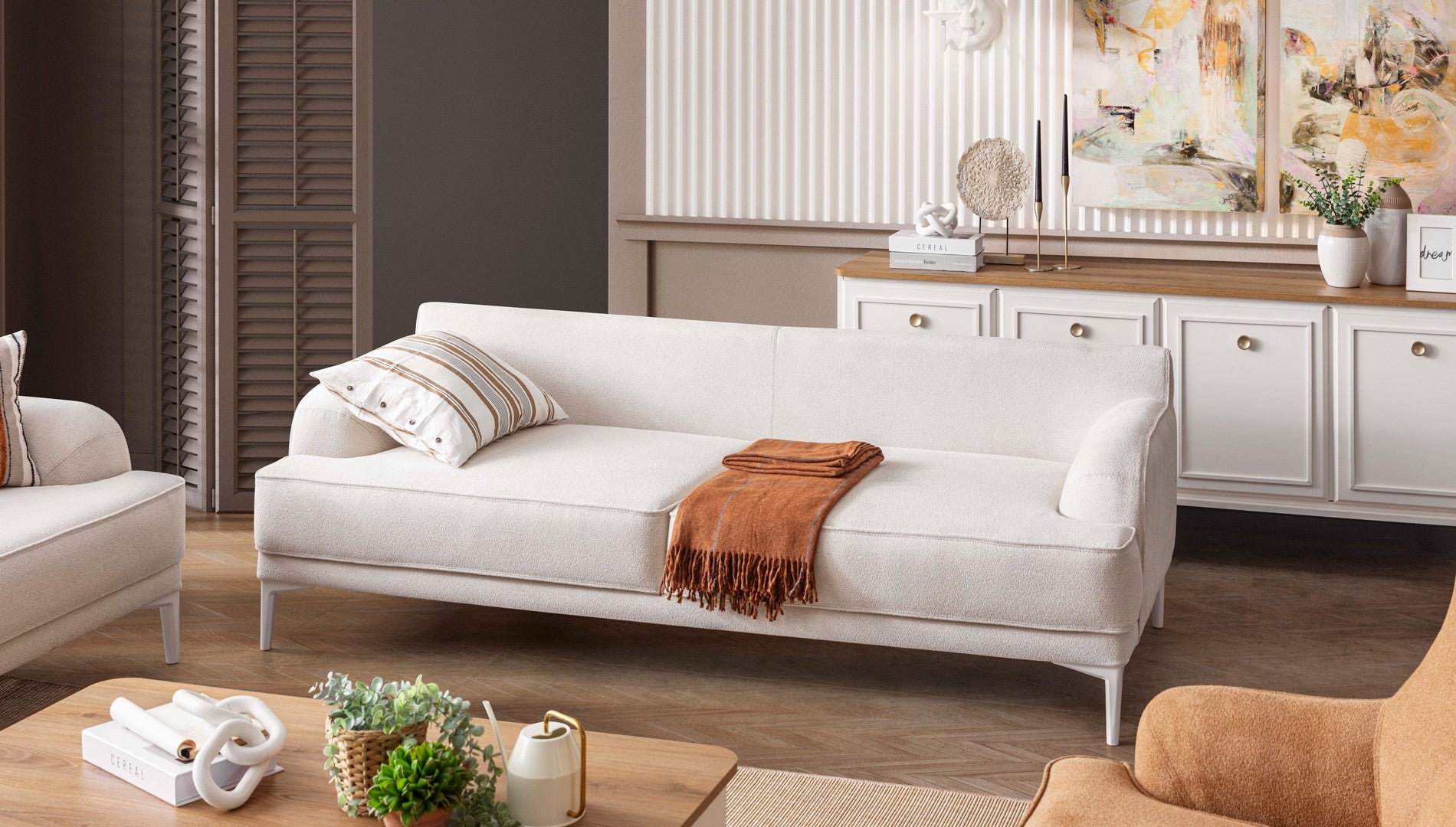 Триместен разтегателен диван «Modern country» + 2 декоративни възглавници, ширина 234см