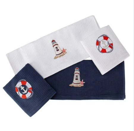 Комплект хавлии «Marin Beyaz-Lacivert» - 4 части, памук, размер 40х60см