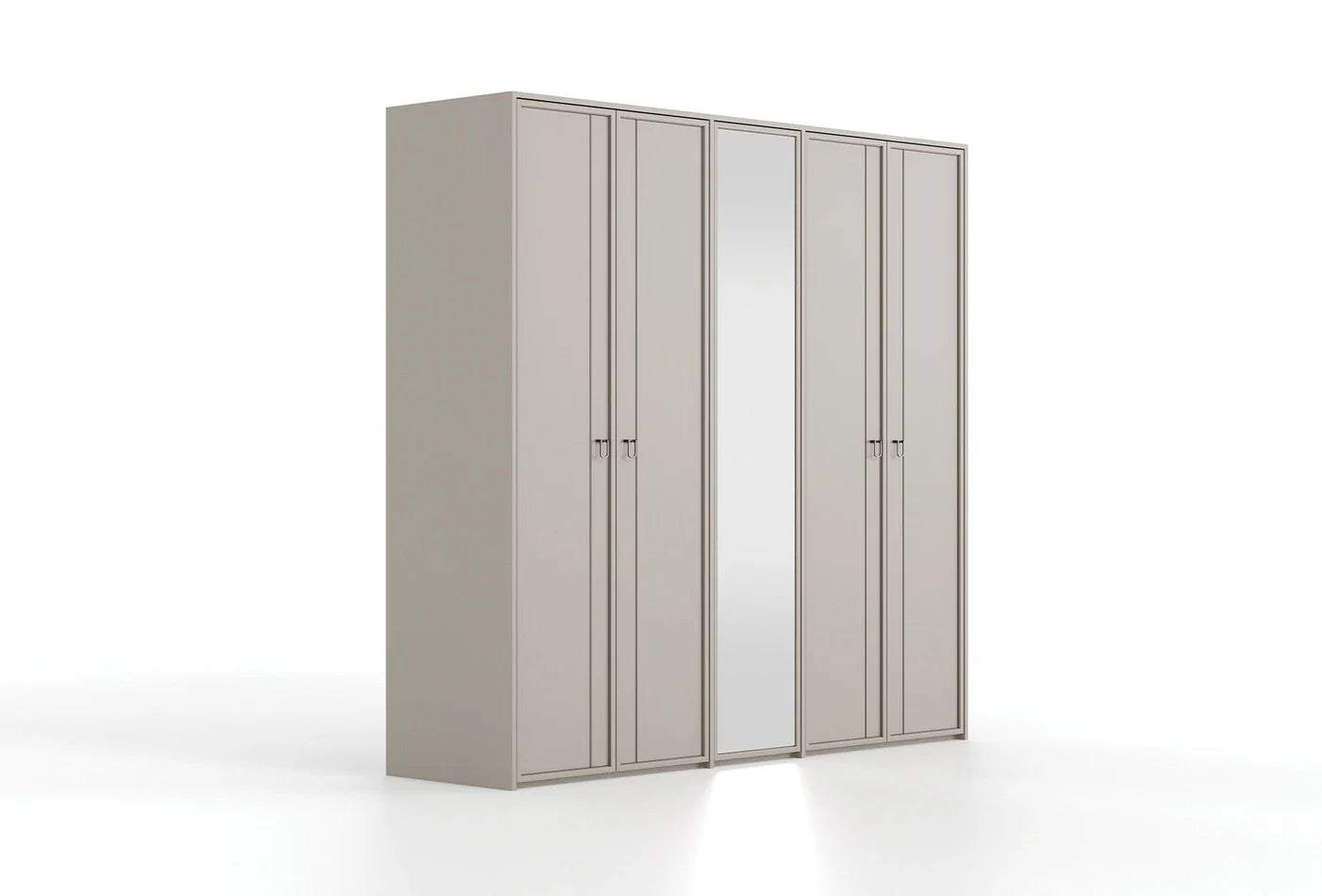 Петкрилен гардероб «Hera» с огледална врата, ширина 227см