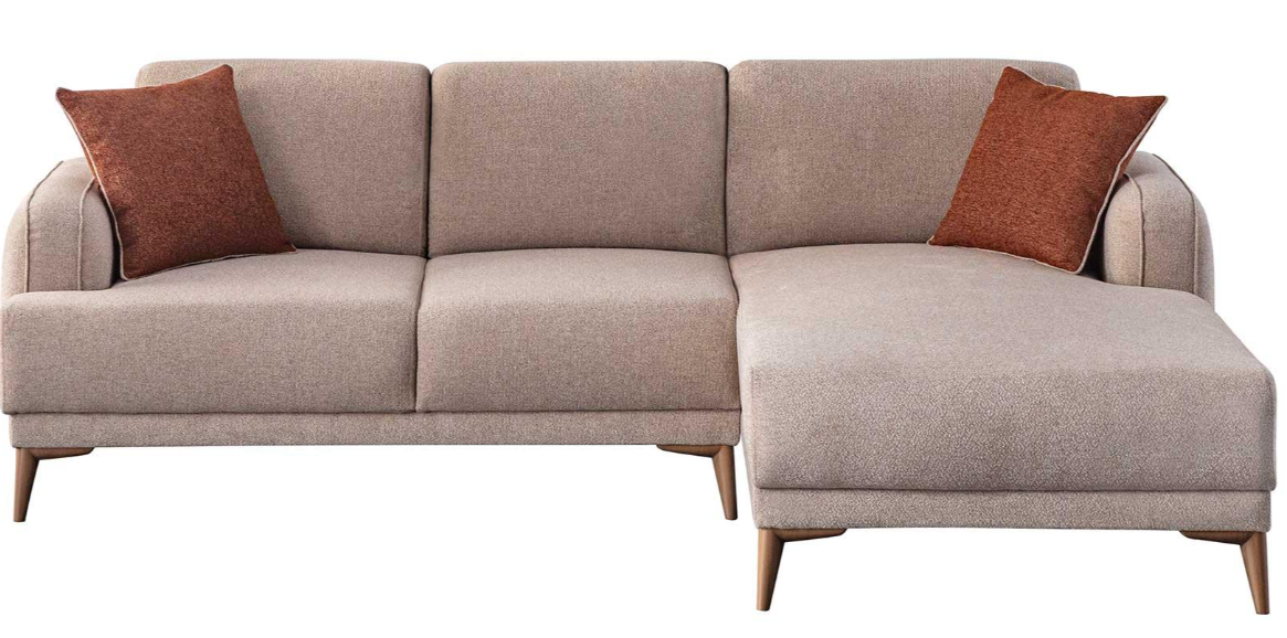 Ъглов разтегателен диван «Pastel» + две декоративни възглавници, ширина 232см